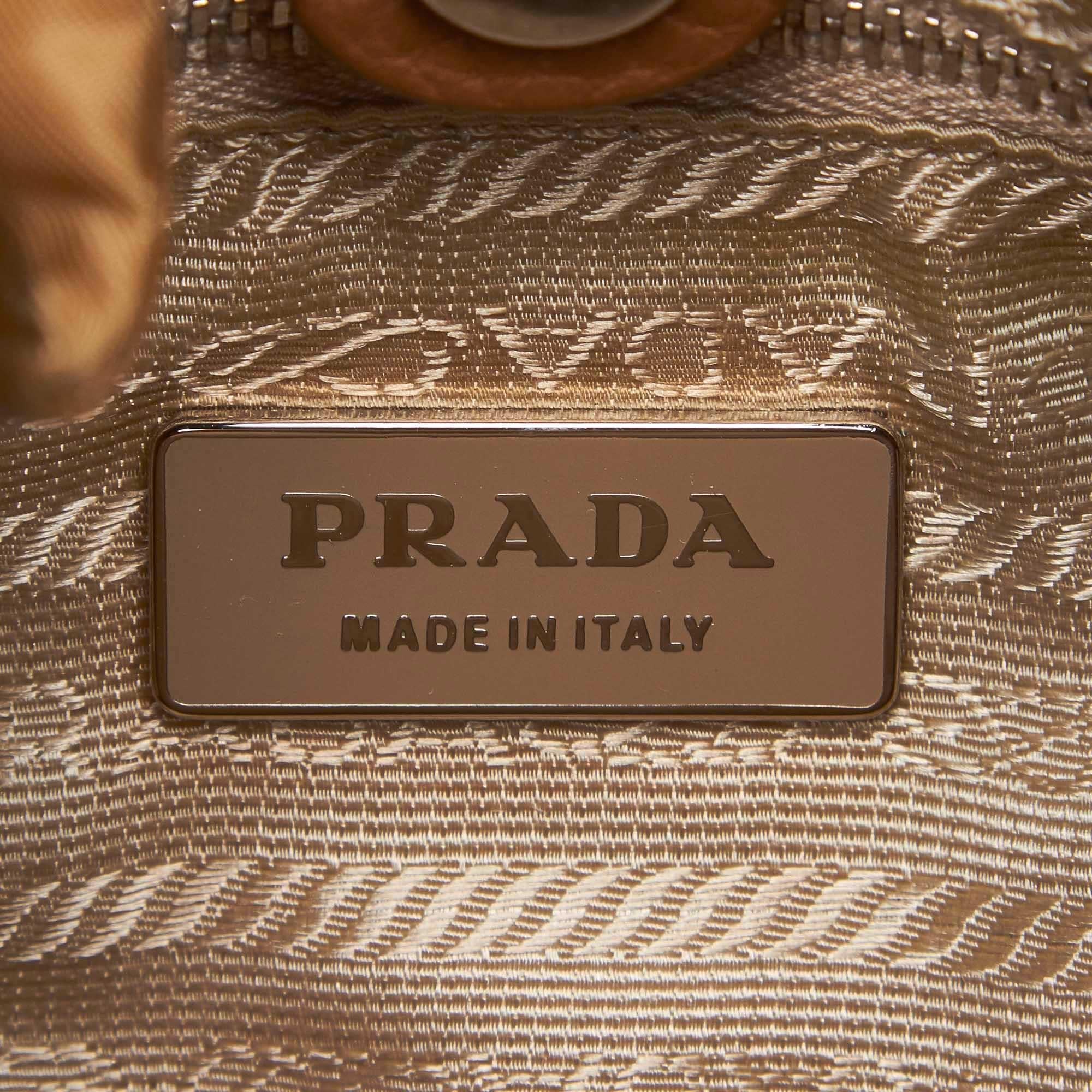 Prada Brown x Light Brown x Brown Nylon Shoulder Bag For Sale 2