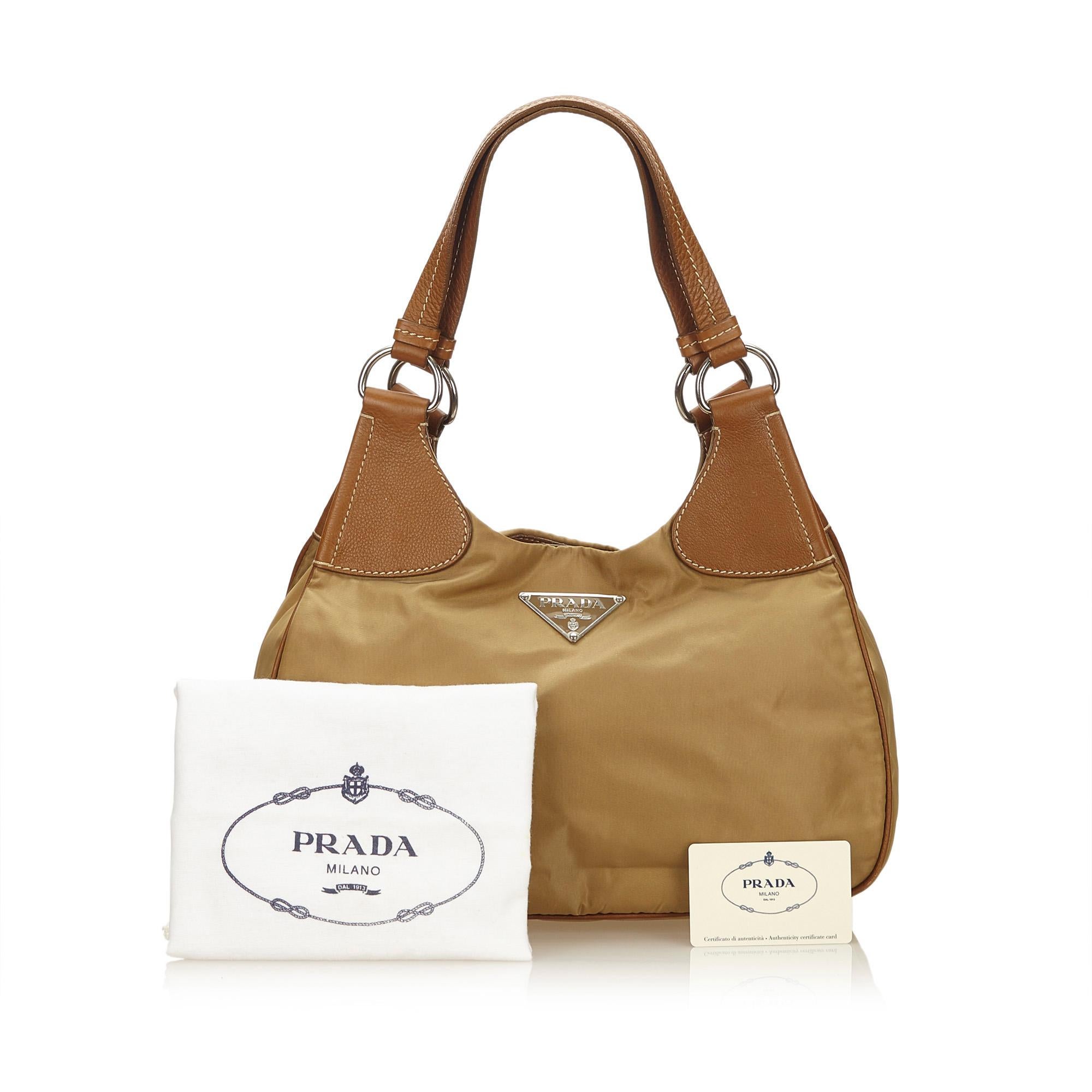 Prada Brown x Light Brown x Brown Nylon Shoulder Bag For Sale 5