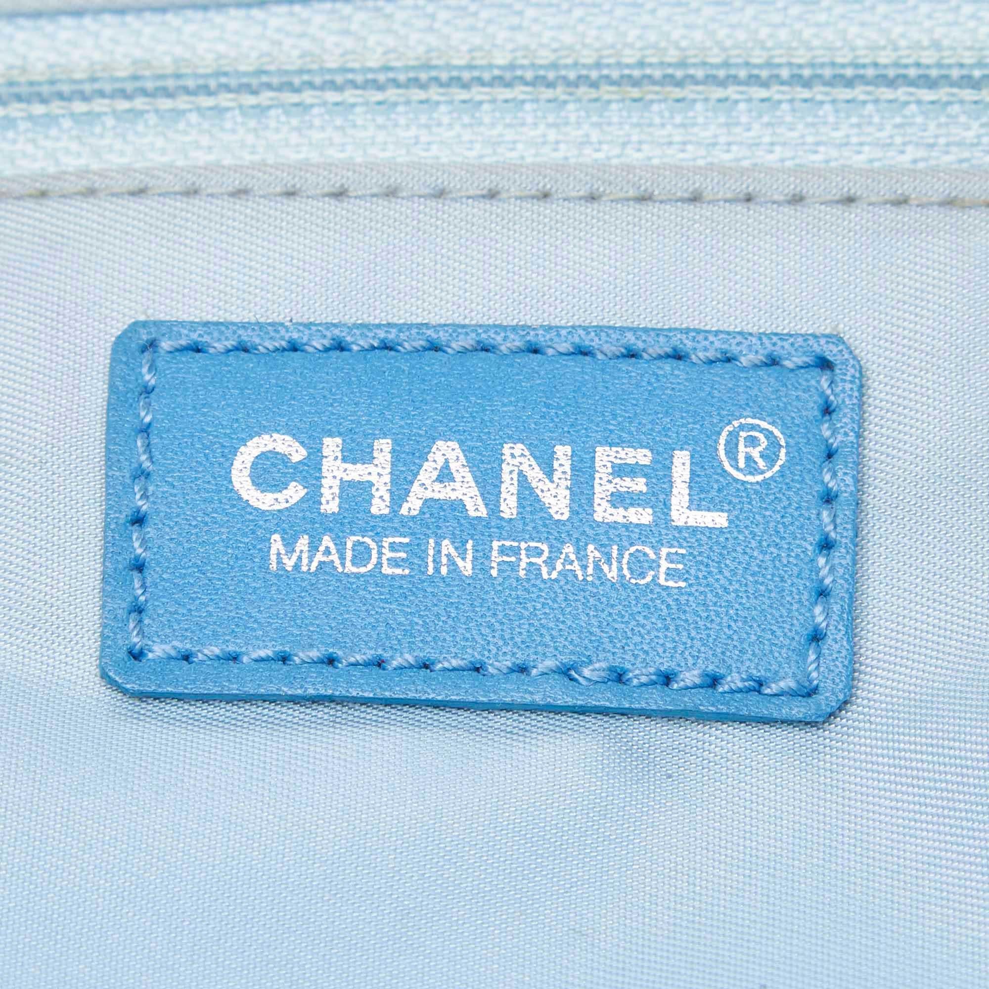 Women's or Men's Chanel Light Blue New Travel Line MM Tote  For Sale