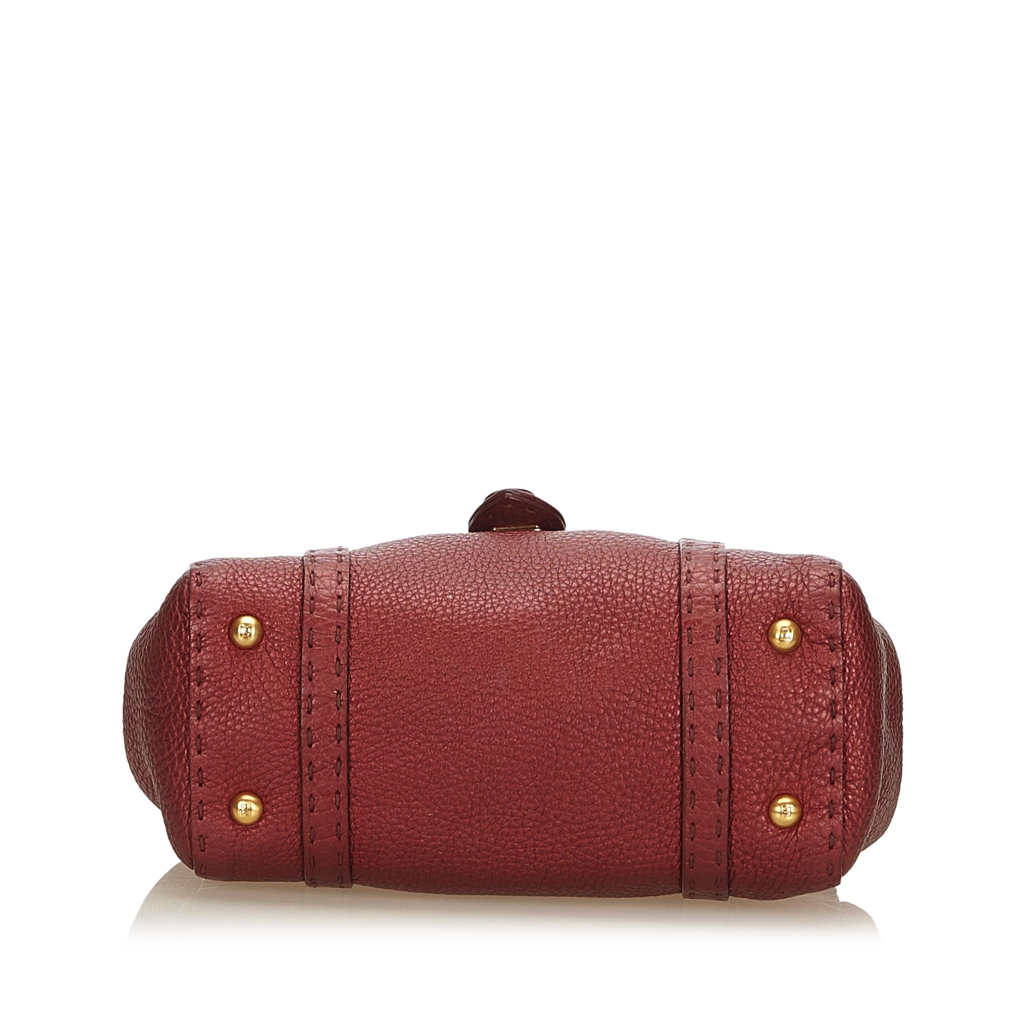 Fendi Red and Bordeau Mini Linda Handbag In Good Condition For Sale In Orlando, FL