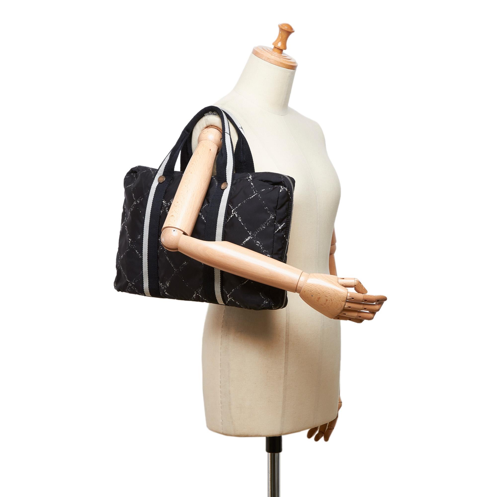 Chanel Black and White Old Travel Line Handbag For Sale 5