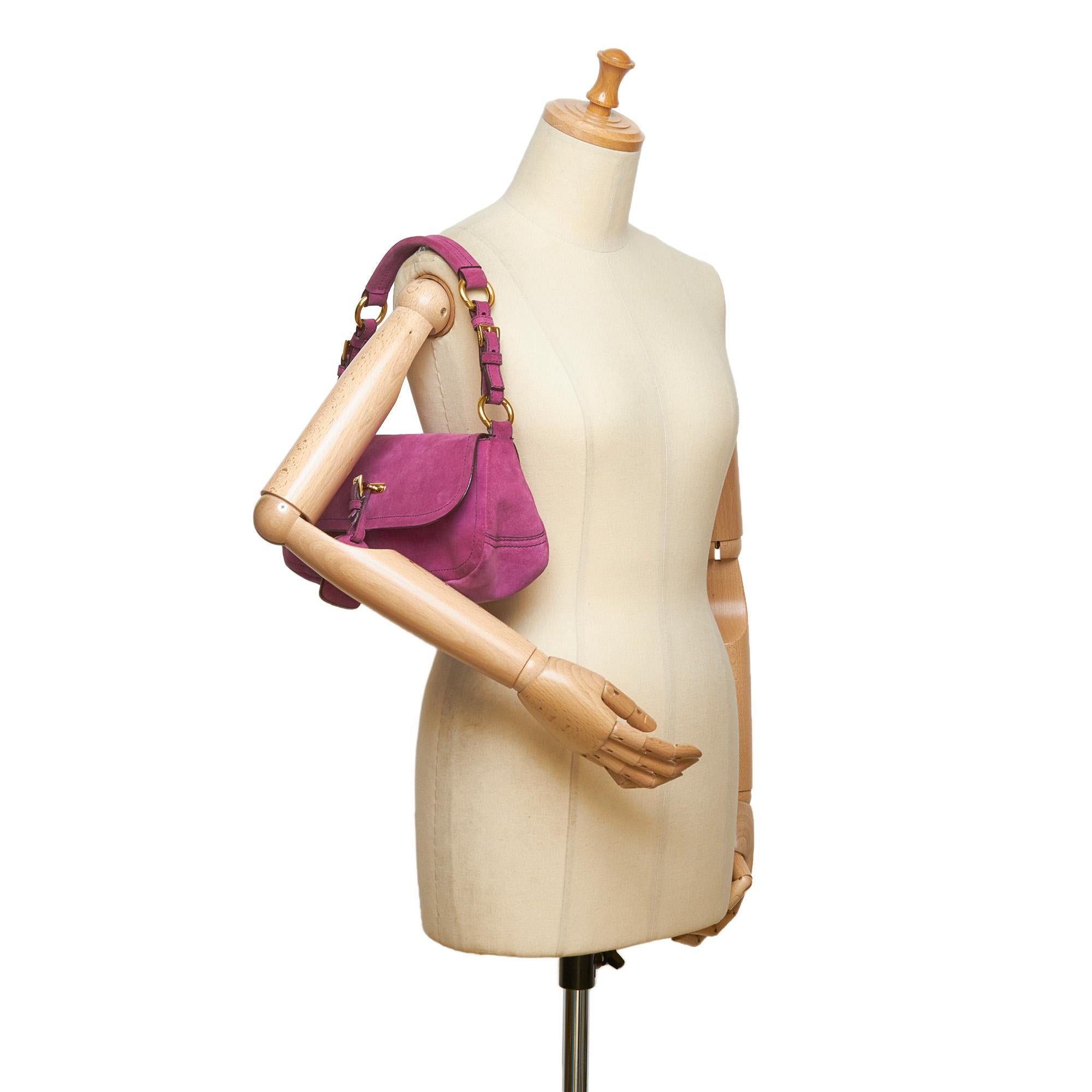 Prada Pink Suede Baguette 3