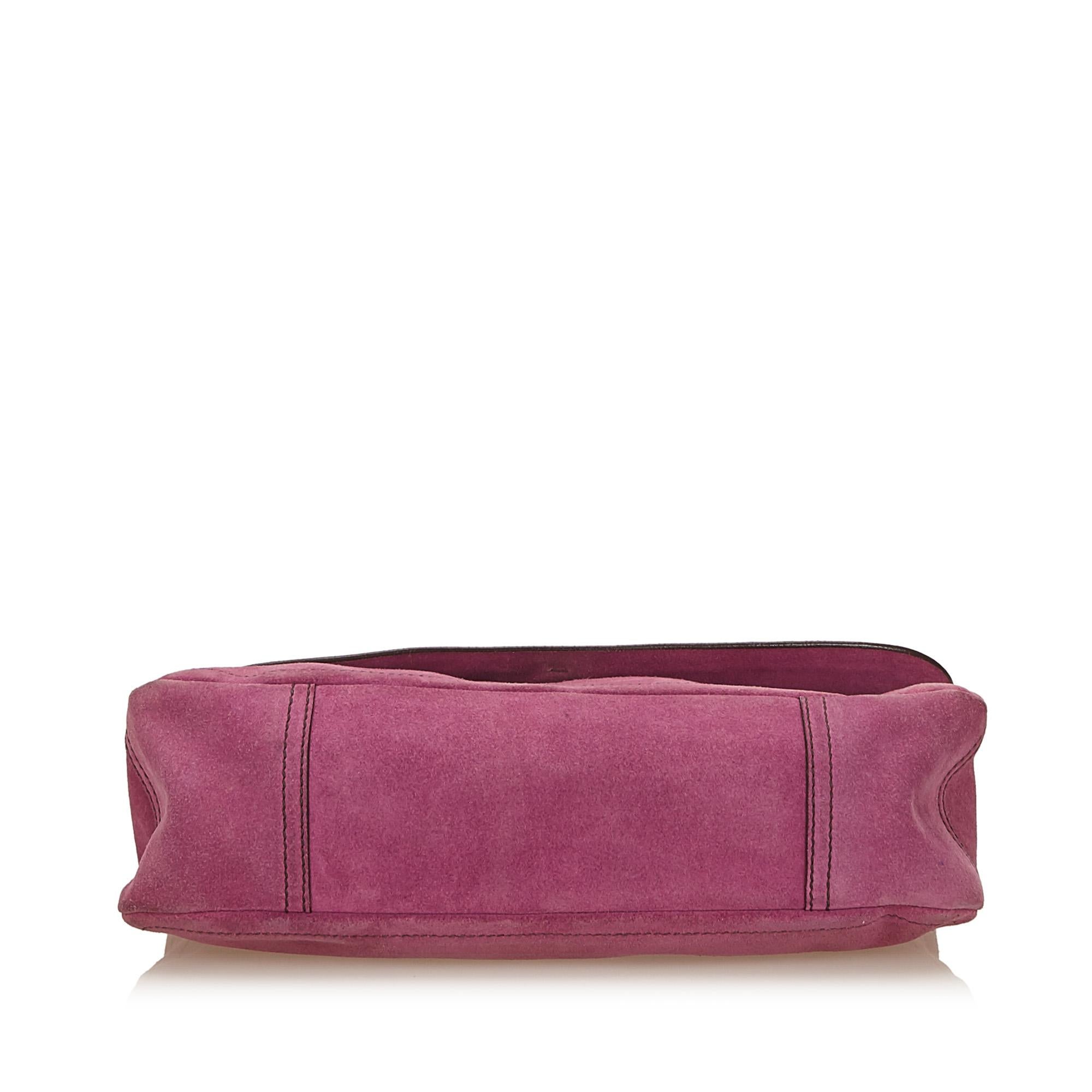 Prada Pink Suede Baguette In Good Condition In Orlando, FL