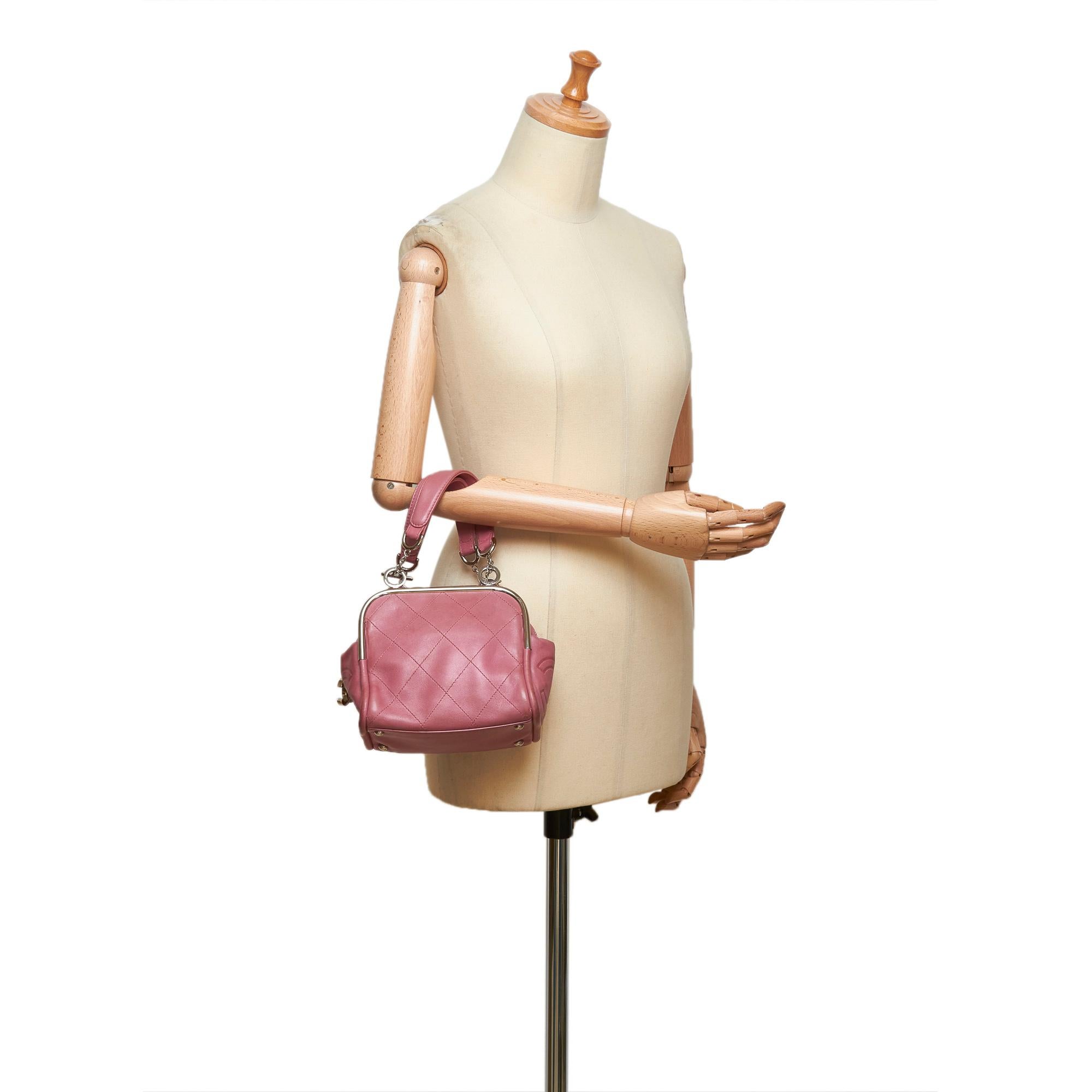 Chanel Pink Wild Stitch Lambskin Handbag 5
