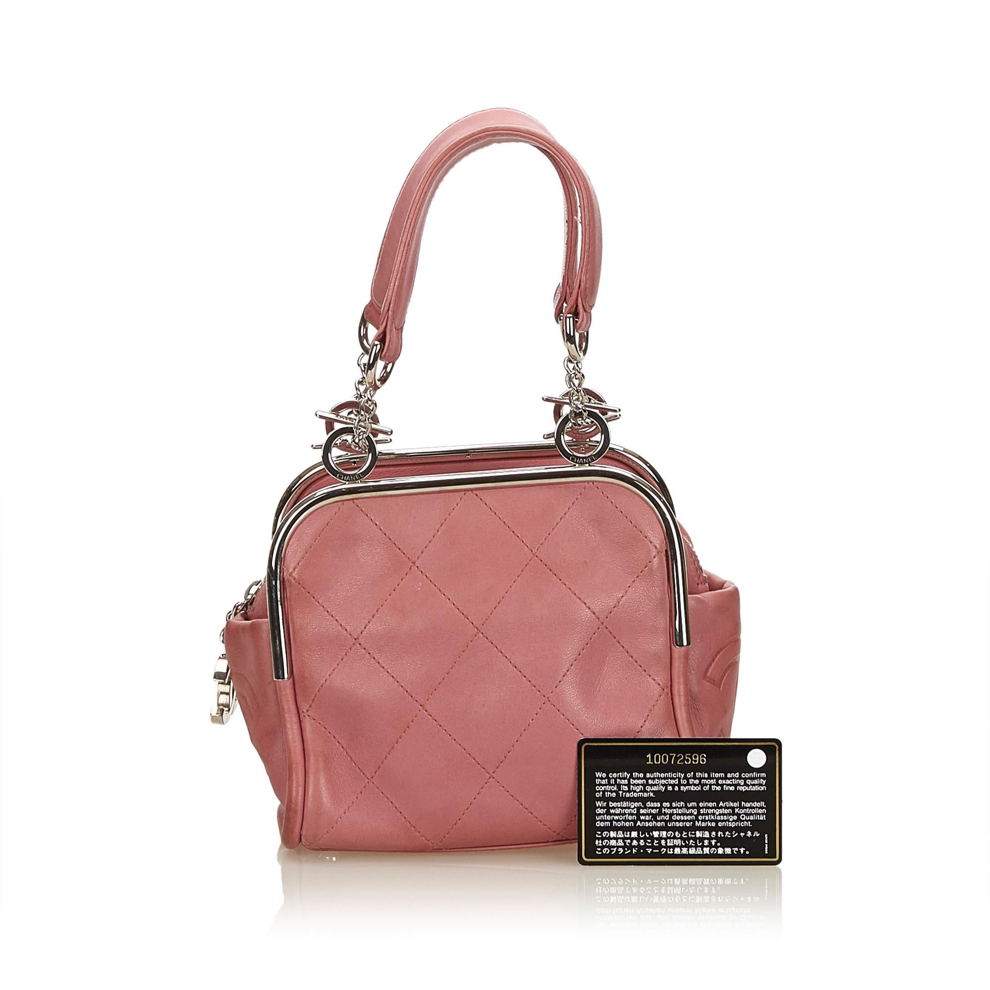 Chanel Pink Wild Stitch Lambskin Handbag 6