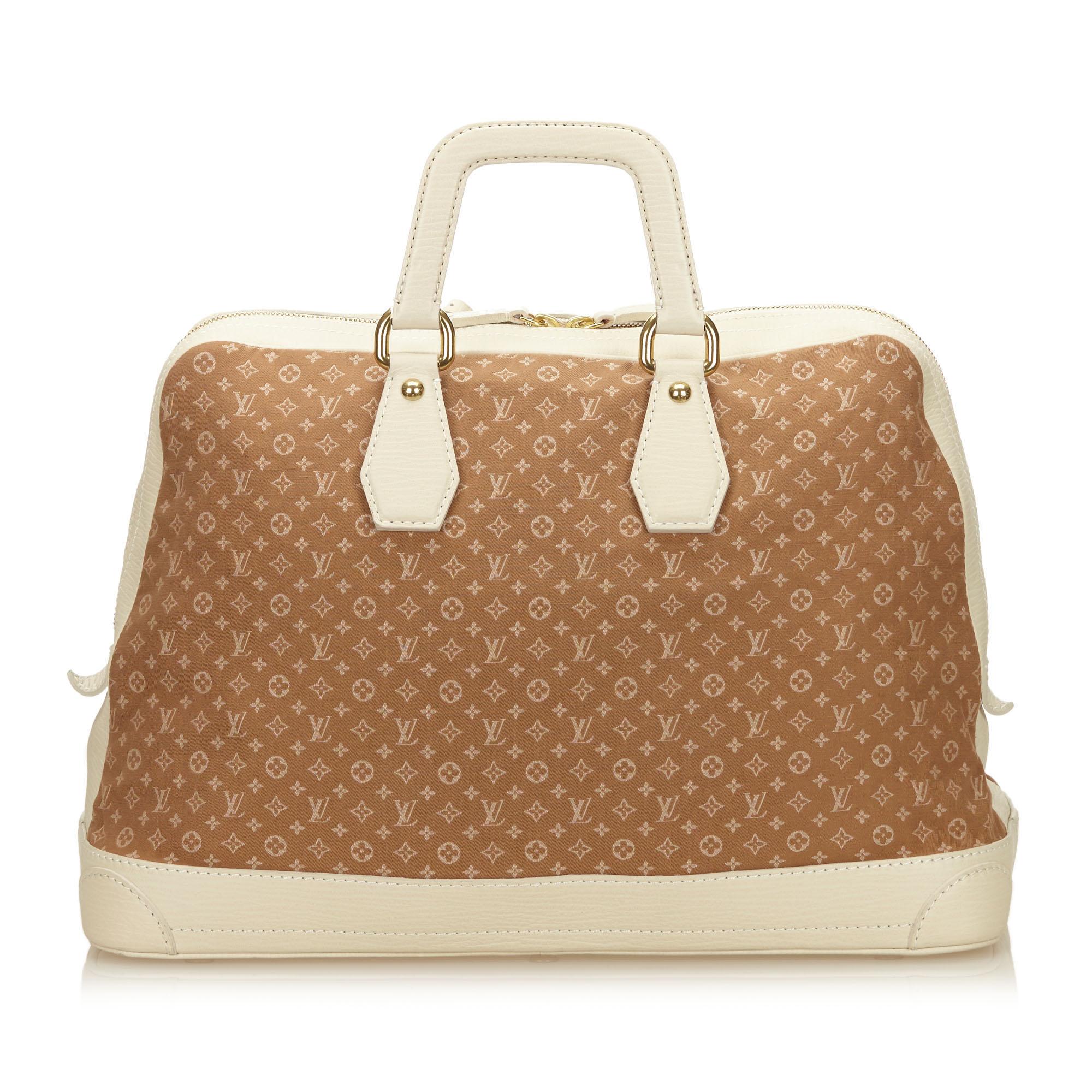 Louis Vuitton Brown x Camel Mini Lin Initiales Isfahan Travel Bag In Good Condition For Sale In Orlando, FL