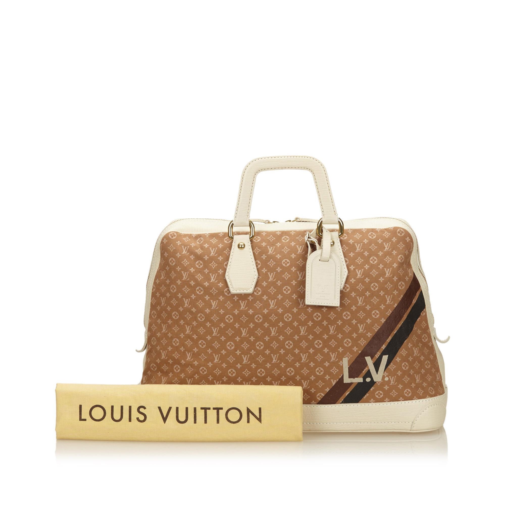 Louis Vuitton Brown x Camel Mini Lin Initiales Isfahan Travel Bag For Sale 6