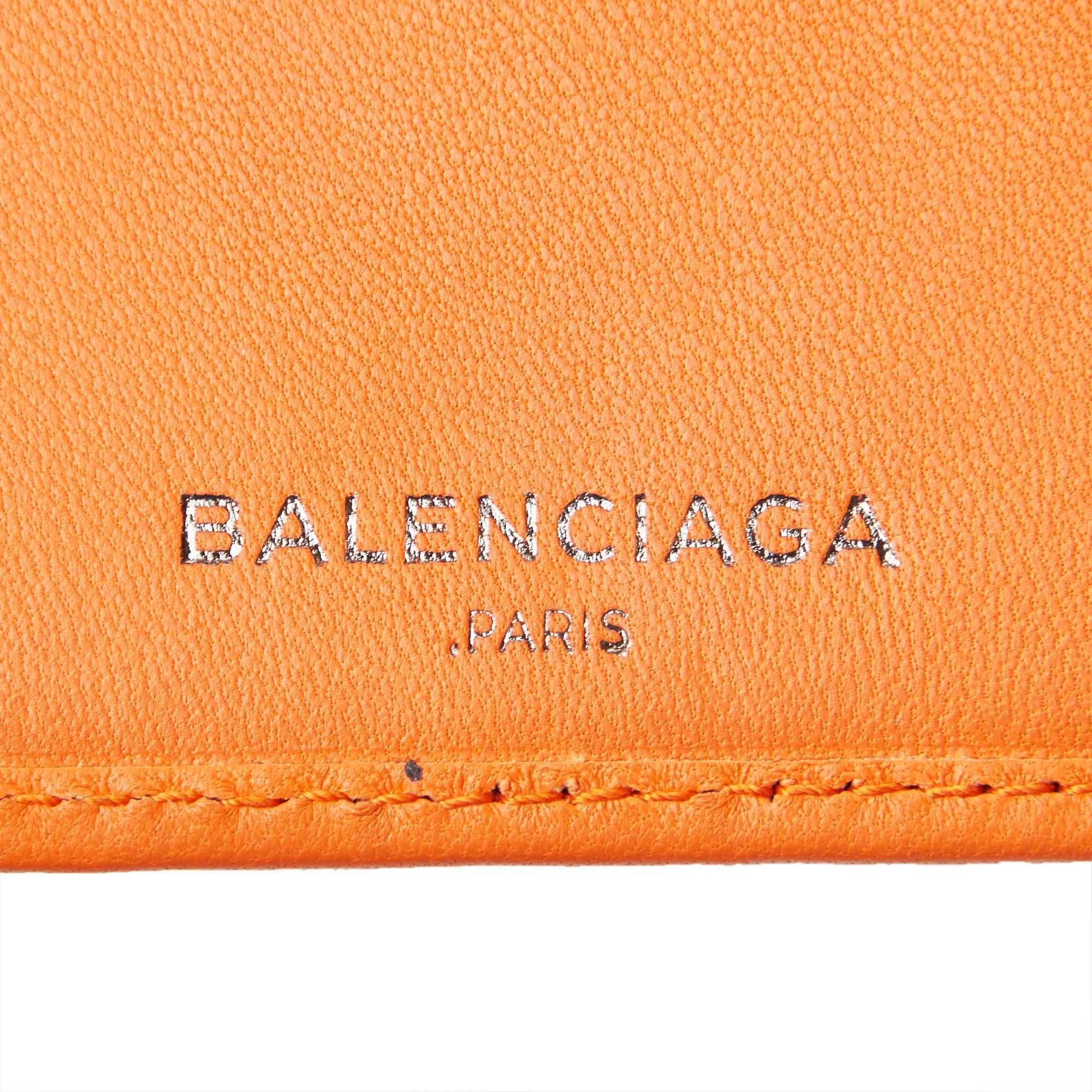 Balenciaga Orange Small Leather Wallet 2