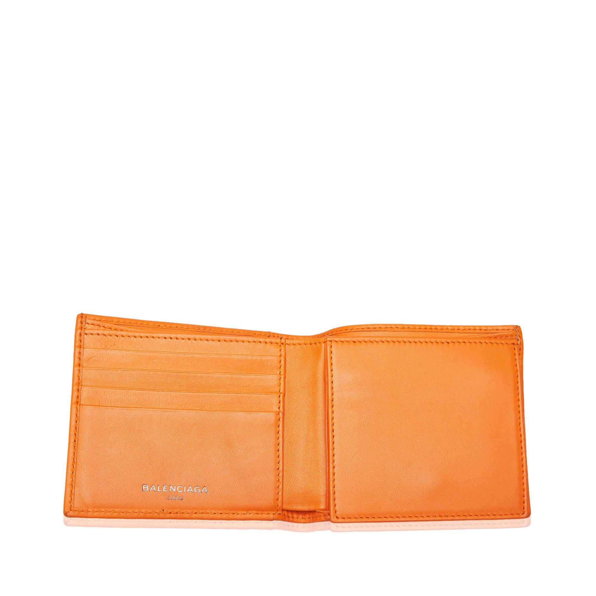 Balenciaga Orange Small Leather Wallet 4