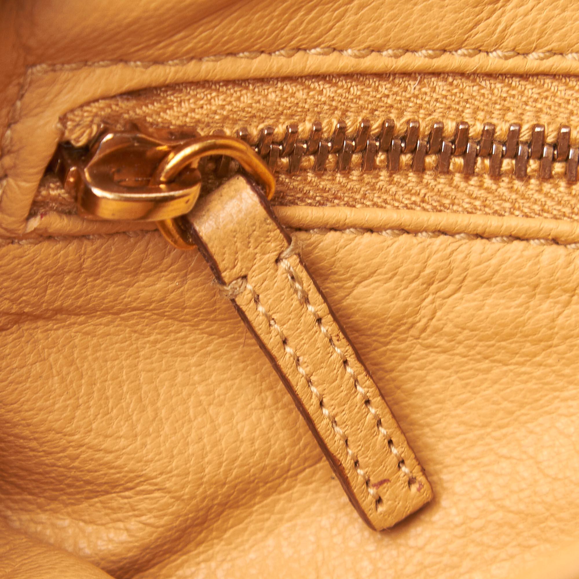 Prada Brown x Beige Leather Chain Shoulder Bag 3