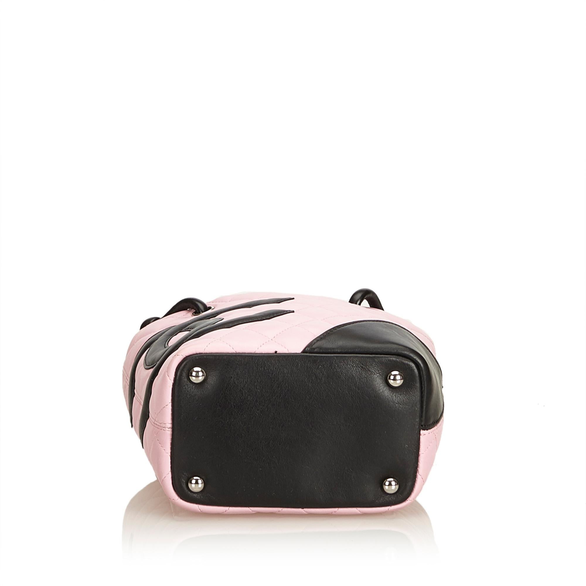 Beige Chanel Pink x Black Cambon Ligne Petit Bucket Bag For Sale