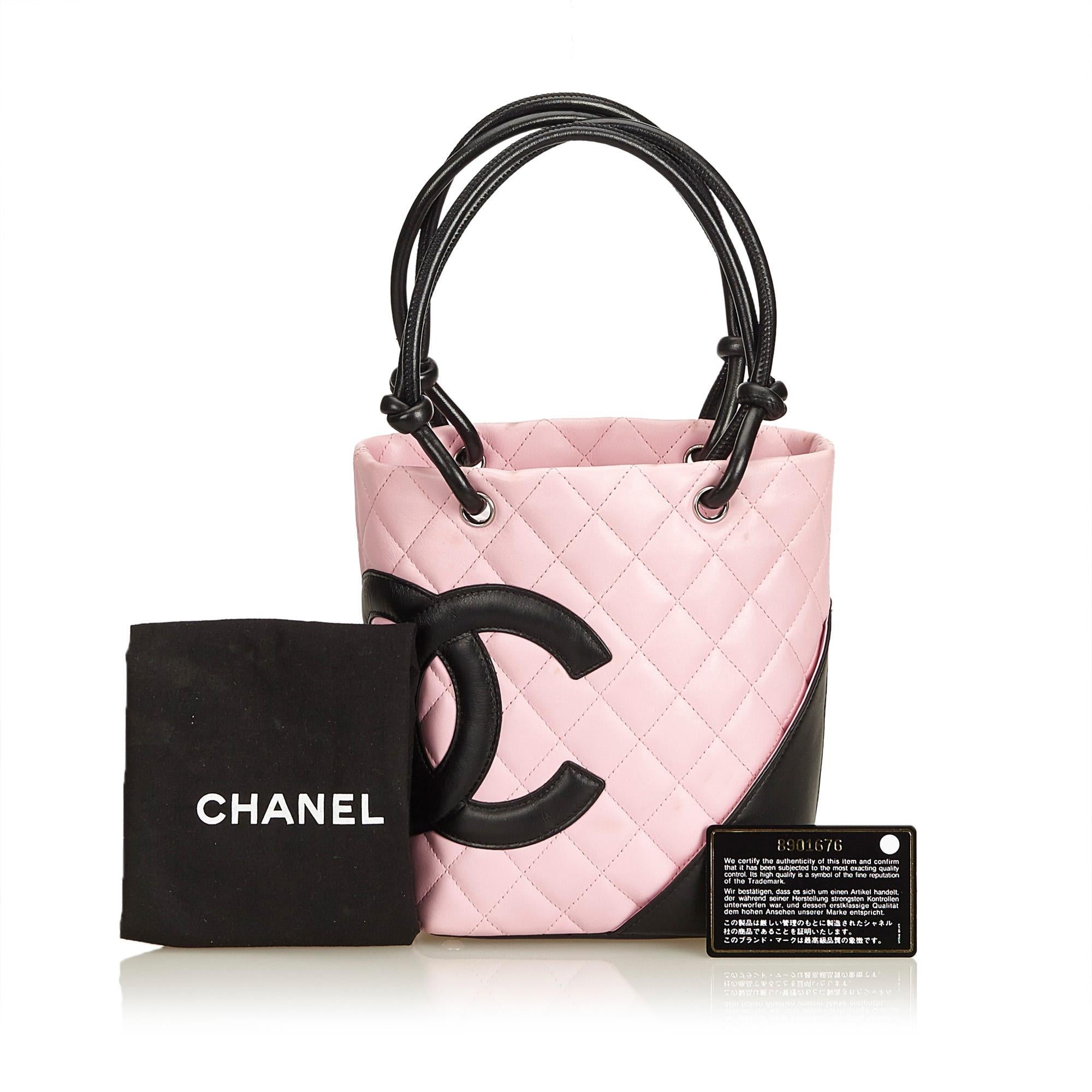 Chanel Pink x Black Cambon Ligne Petit Bucket Bag For Sale 4