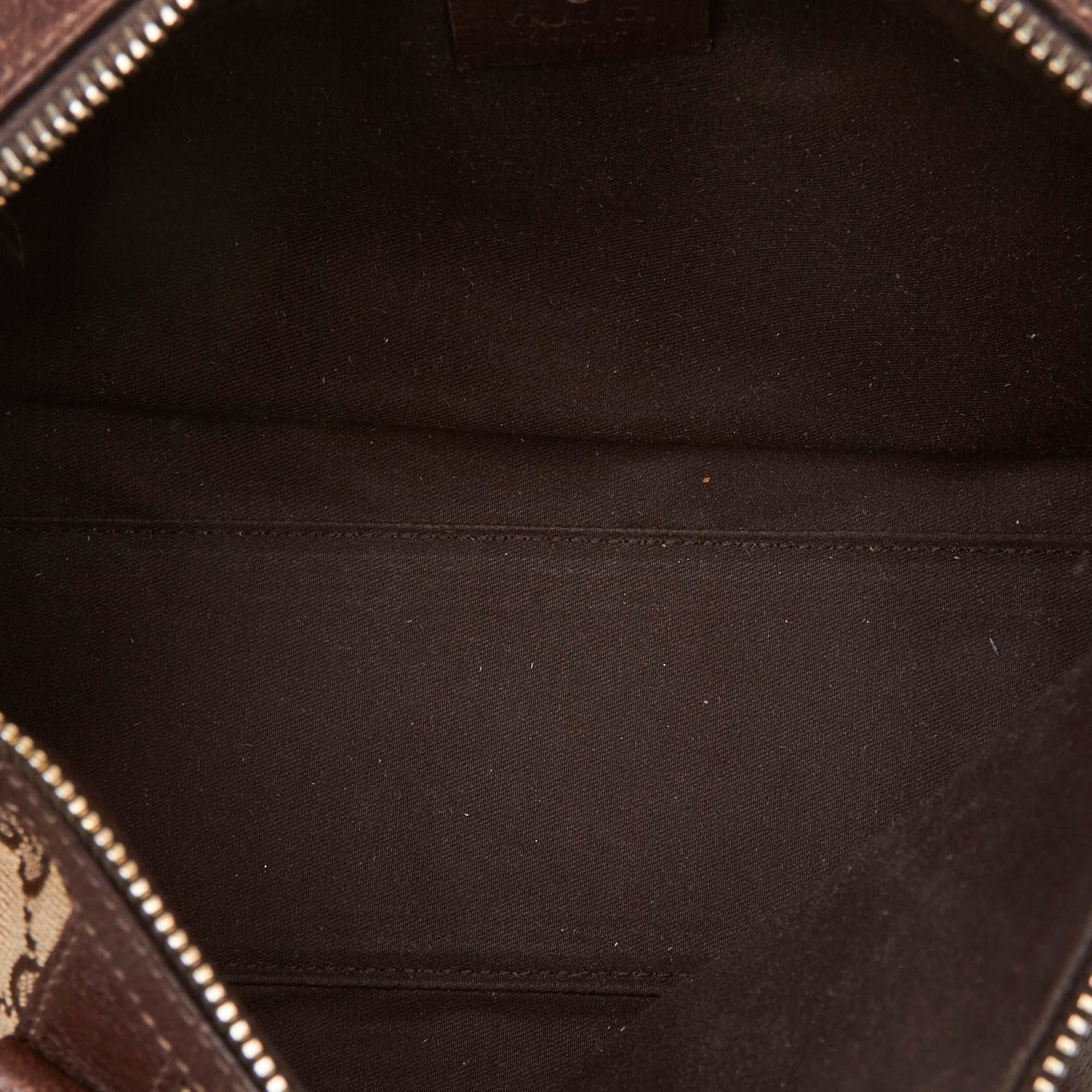 Gucci Brown x Beige Guccissima Canvas Boston Bag For Sale 1