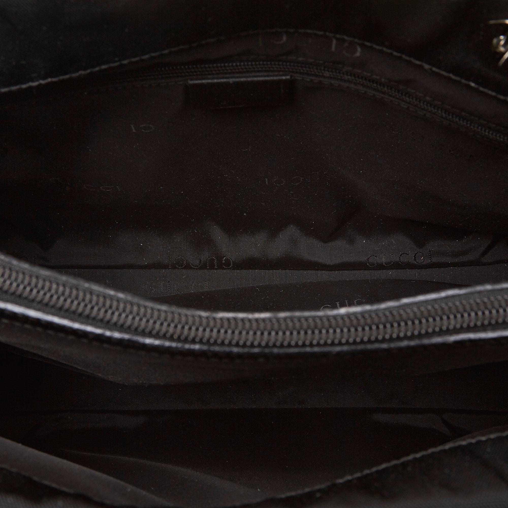 Gucci Black Bamboo Canvas Satchel For Sale 1