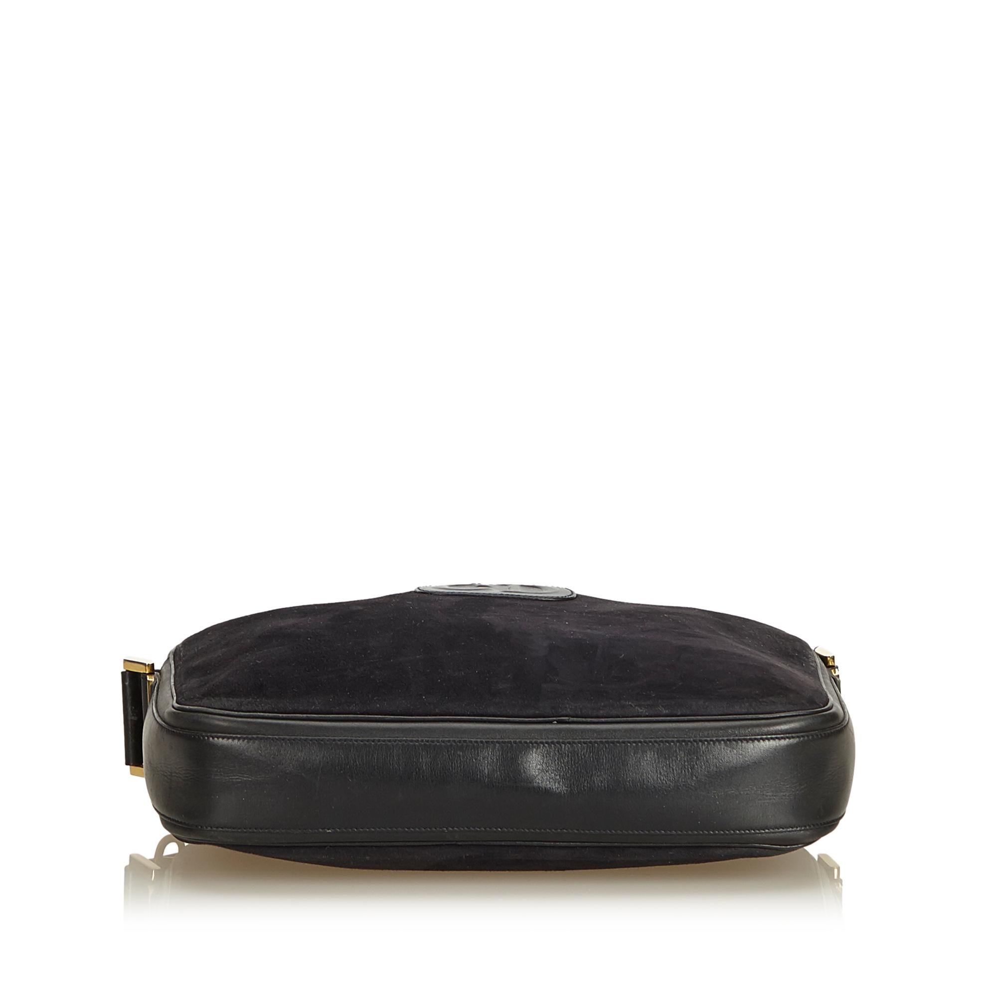 Women's or Men's Dior Black Nubuck Leather Crossbody Bag For Sale