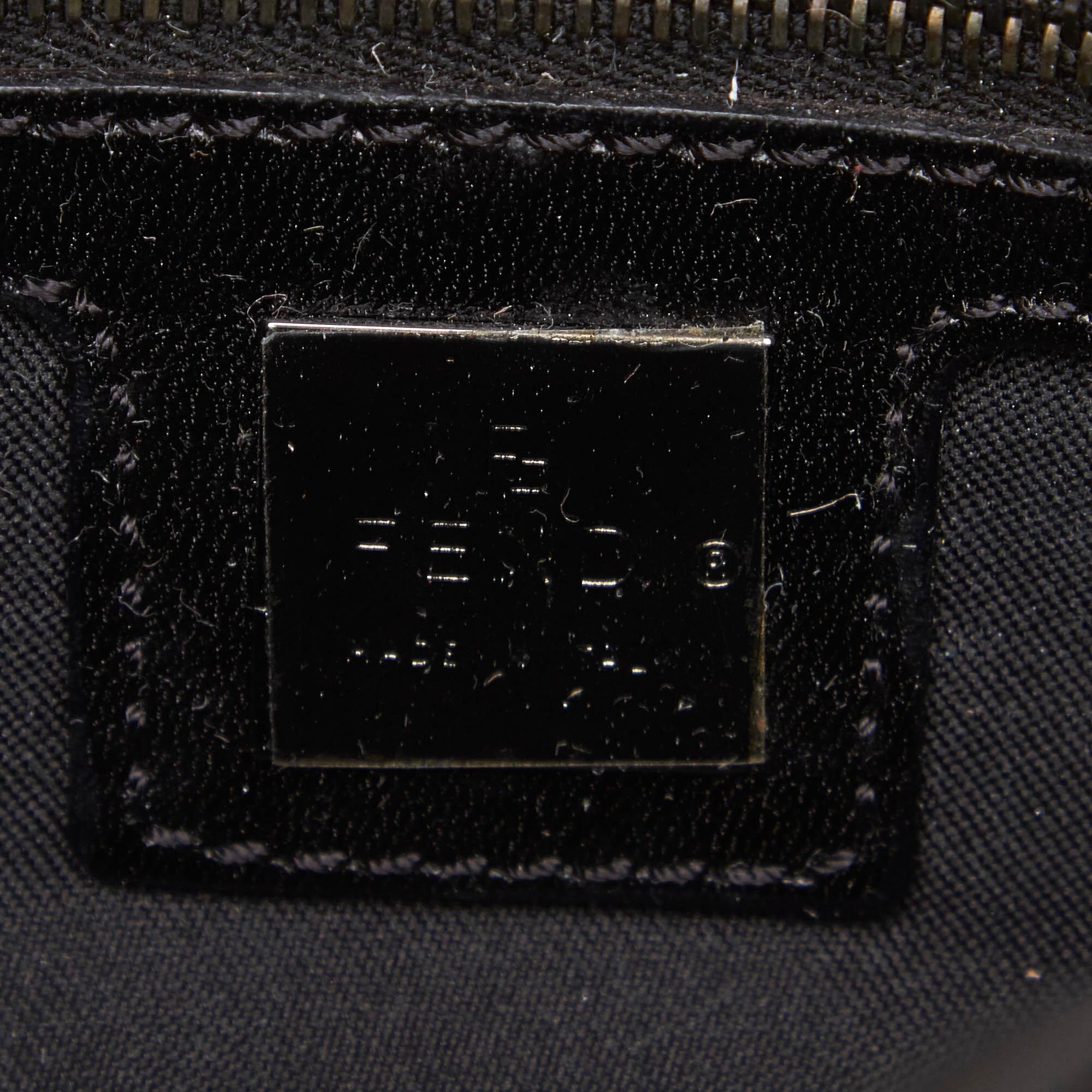 Fendi Black Zucchino Canvas Handbag For Sale 2