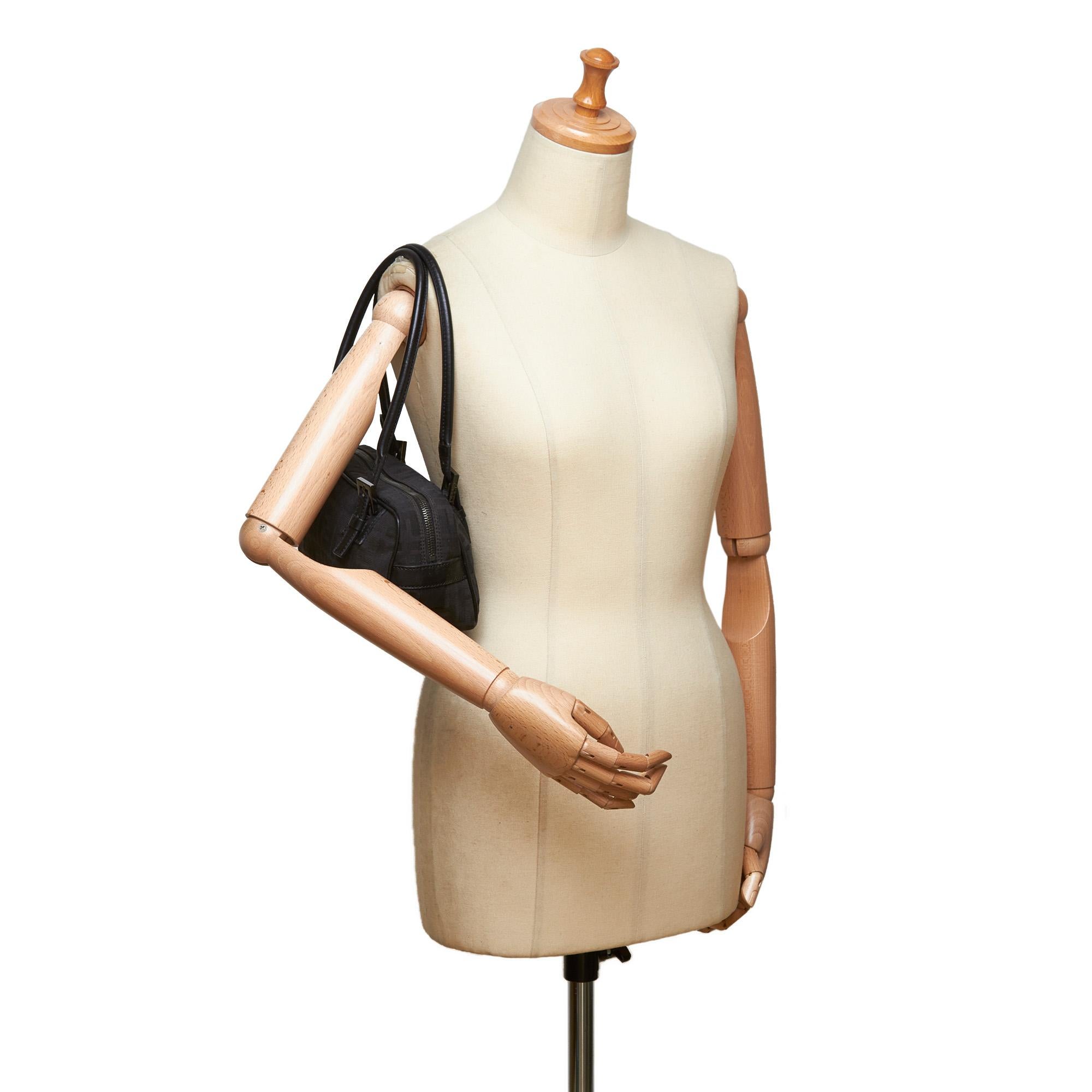 Fendi Black Zucchino Canvas Handbag For Sale 5