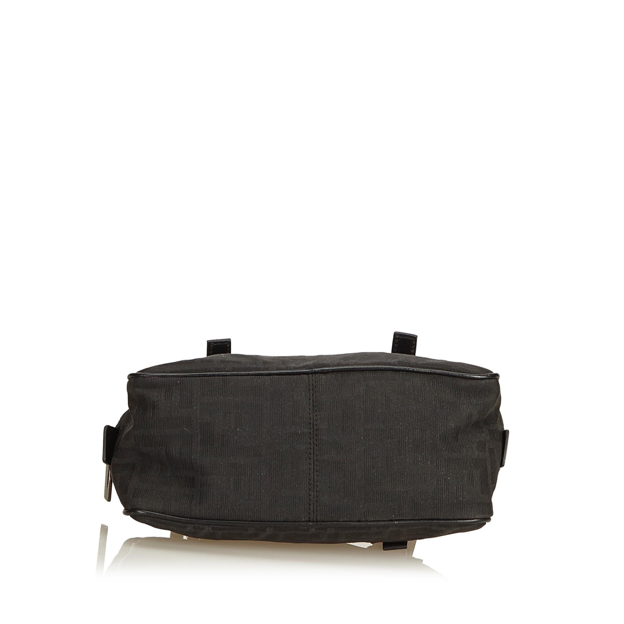 Women's or Men's Fendi Black Zucchino Canvas Handbag For Sale