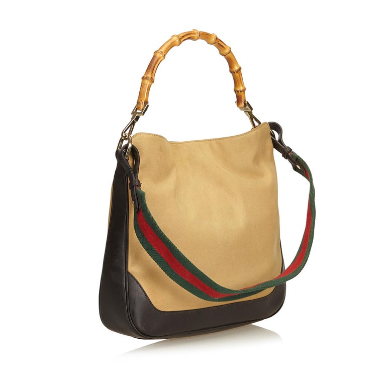 Gucci Bamboo Web Canvas Satchel For Sale at 1stDibs