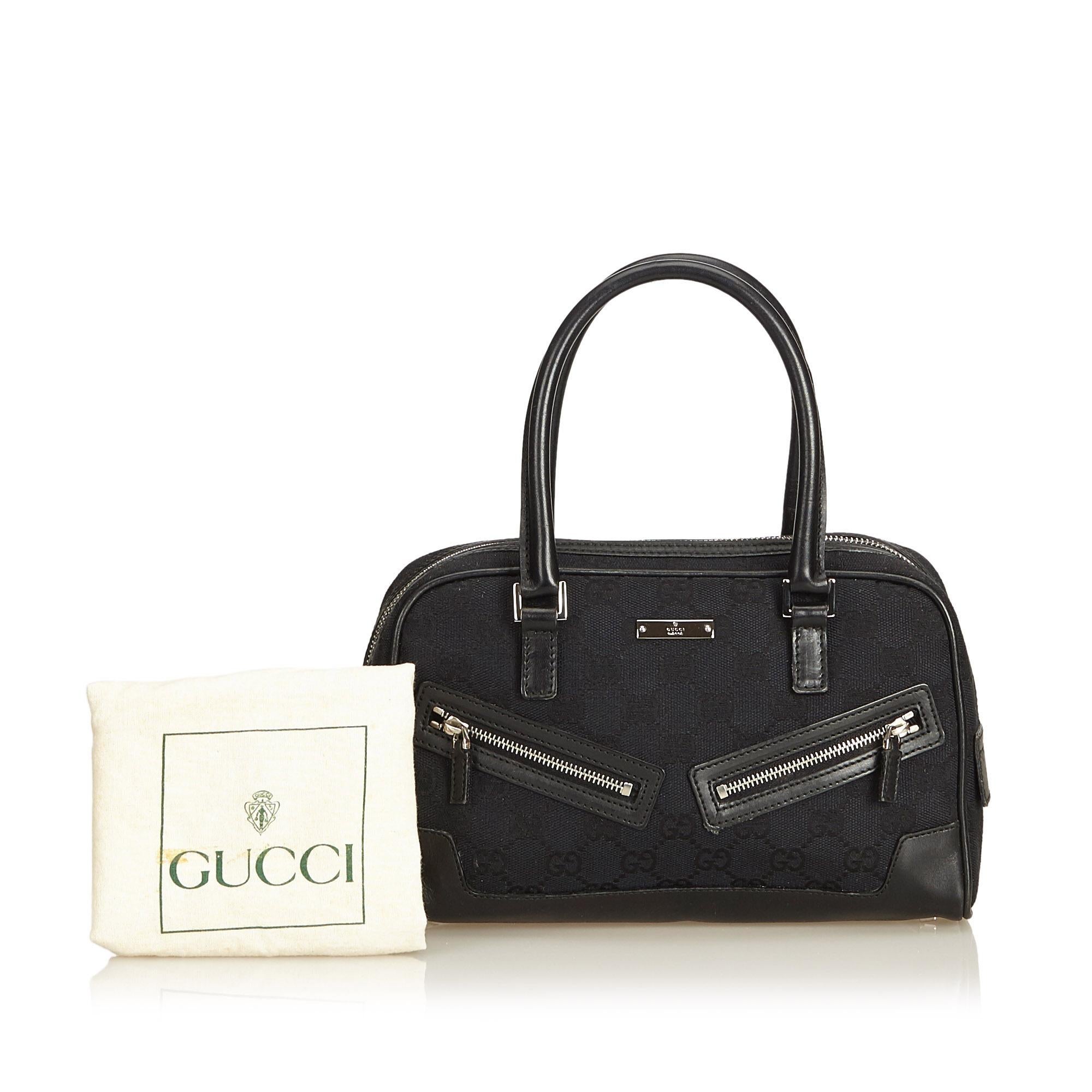 Gucci Black Guccissima Canvas Boston Bag For Sale 6