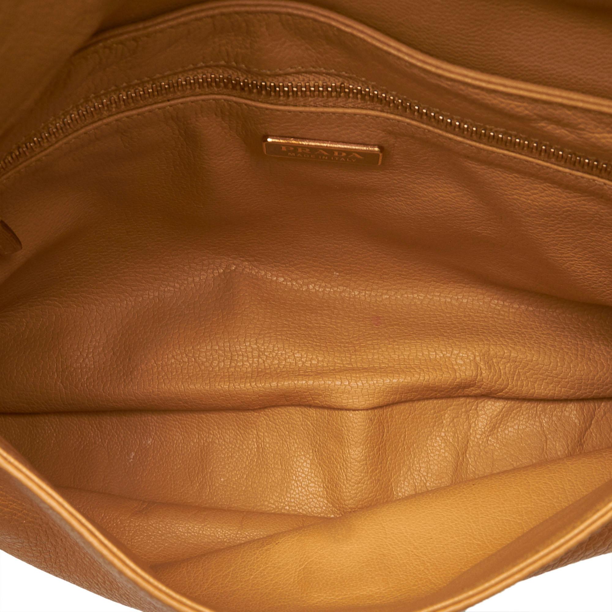 Women's or Men's Prada Brown x Beige Leather Chain Shoulder Bag For Sale