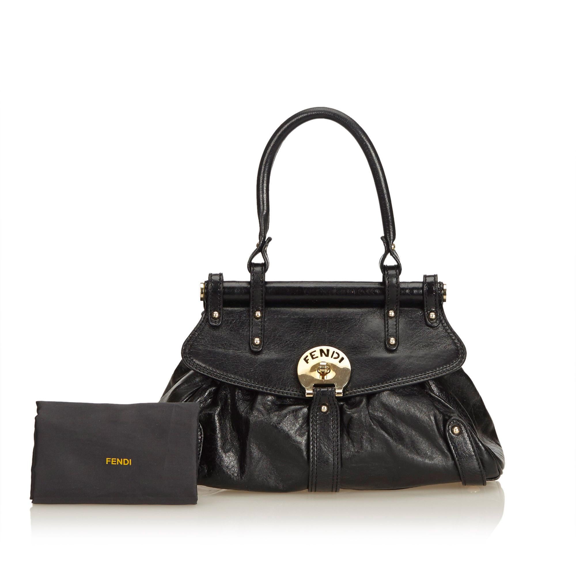 Fendi Black Leather Handbag For Sale 5