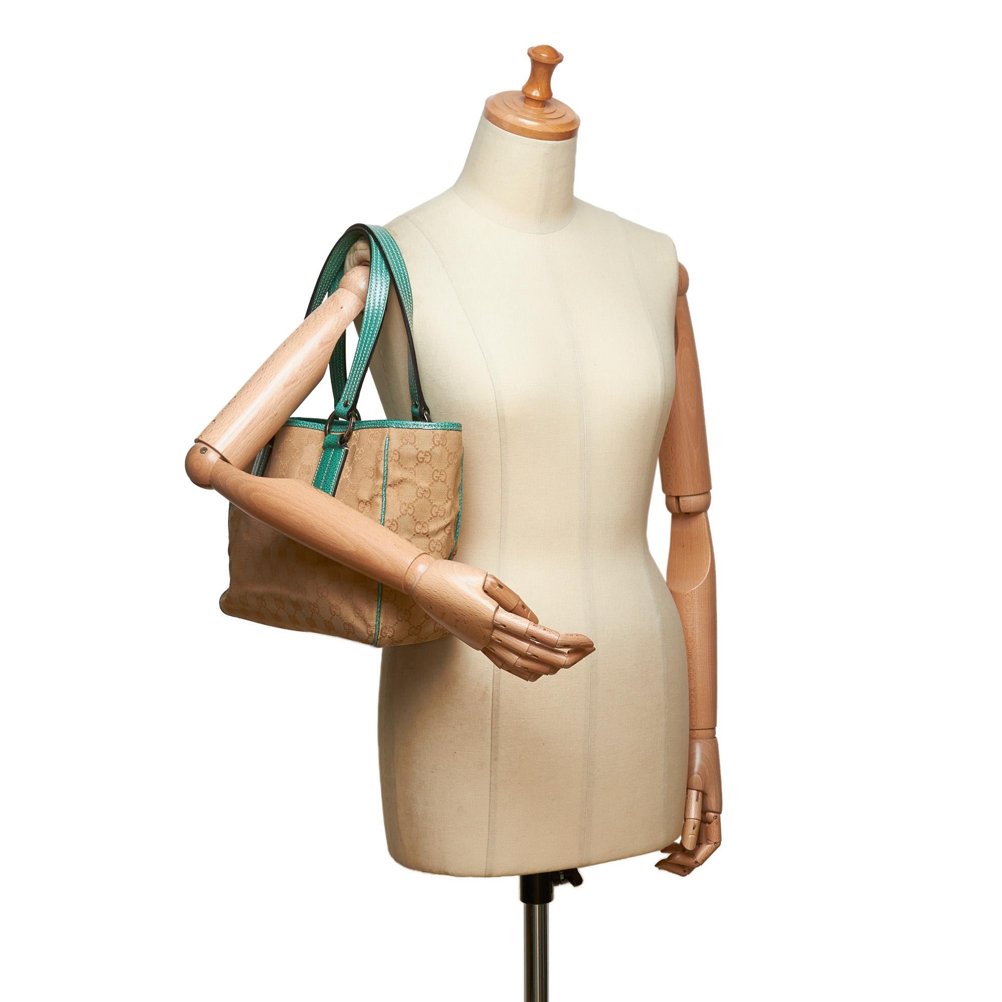 Gucci Brown x Beige x Green Guccissima Jacquard Tote Bag For Sale 5