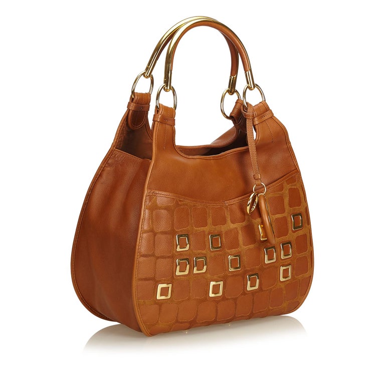 Dior Brown Embossed Leather 61 Hobo Bag at 1stdibs