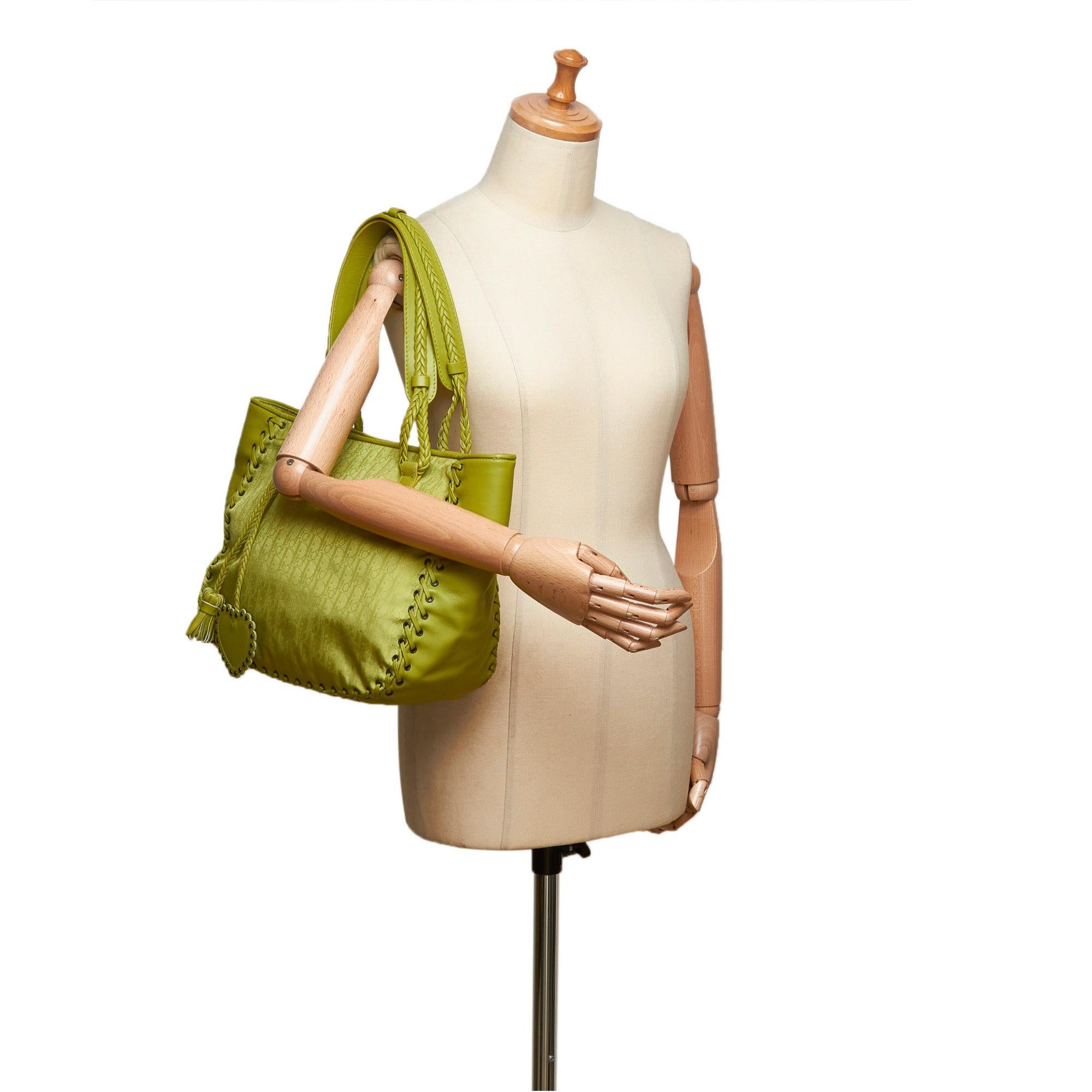 Dior Green x Light Green Oblique Jacquard Tote For Sale 4
