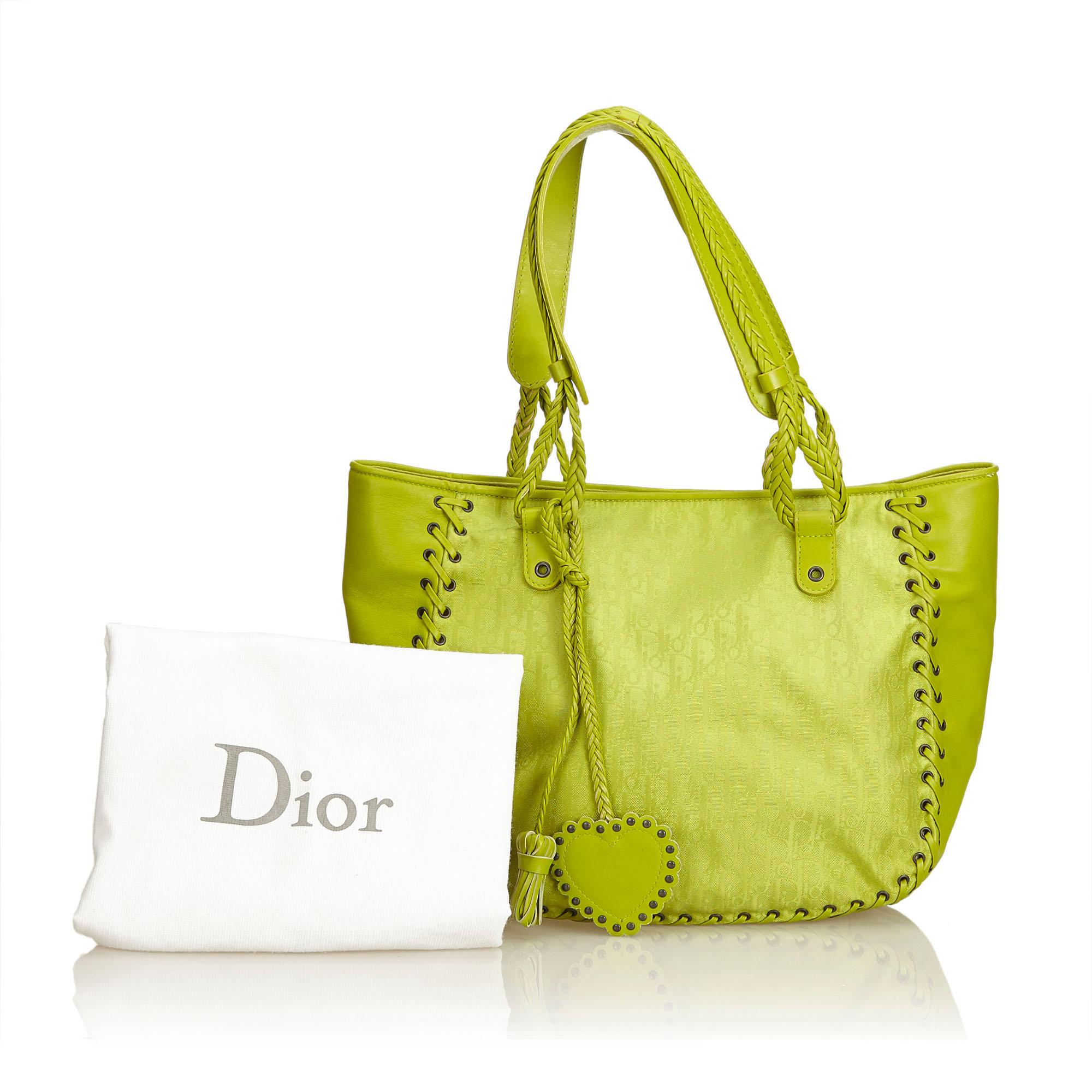 Dior Green x Light Green Oblique Jacquard Tote For Sale 5