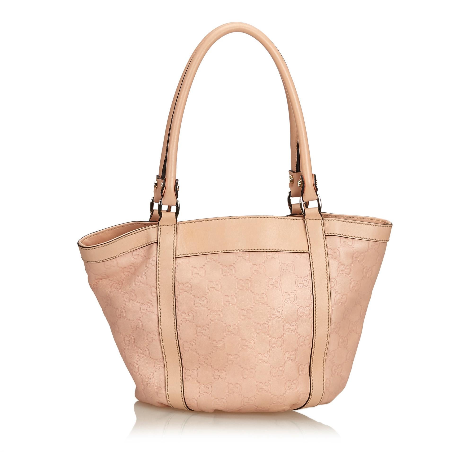 Beige Gucci Pink x Light Pink Guccissima Canvas Tote Bag