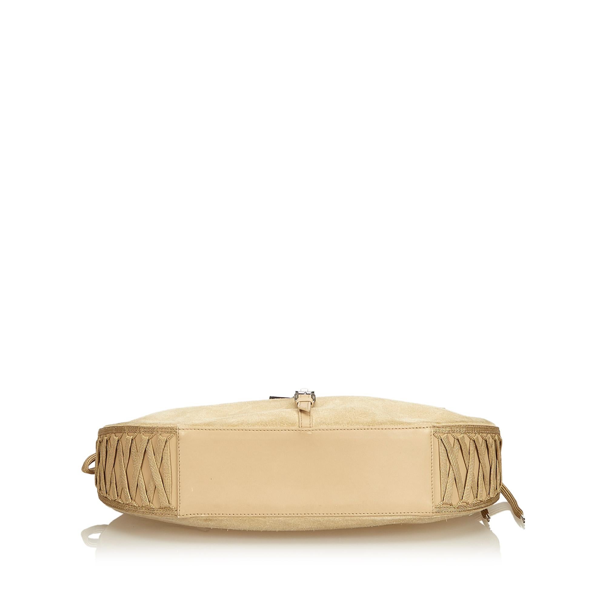 Dior Brown x Beige Suede Admit It Shoulder Bag In Good Condition In Orlando, FL