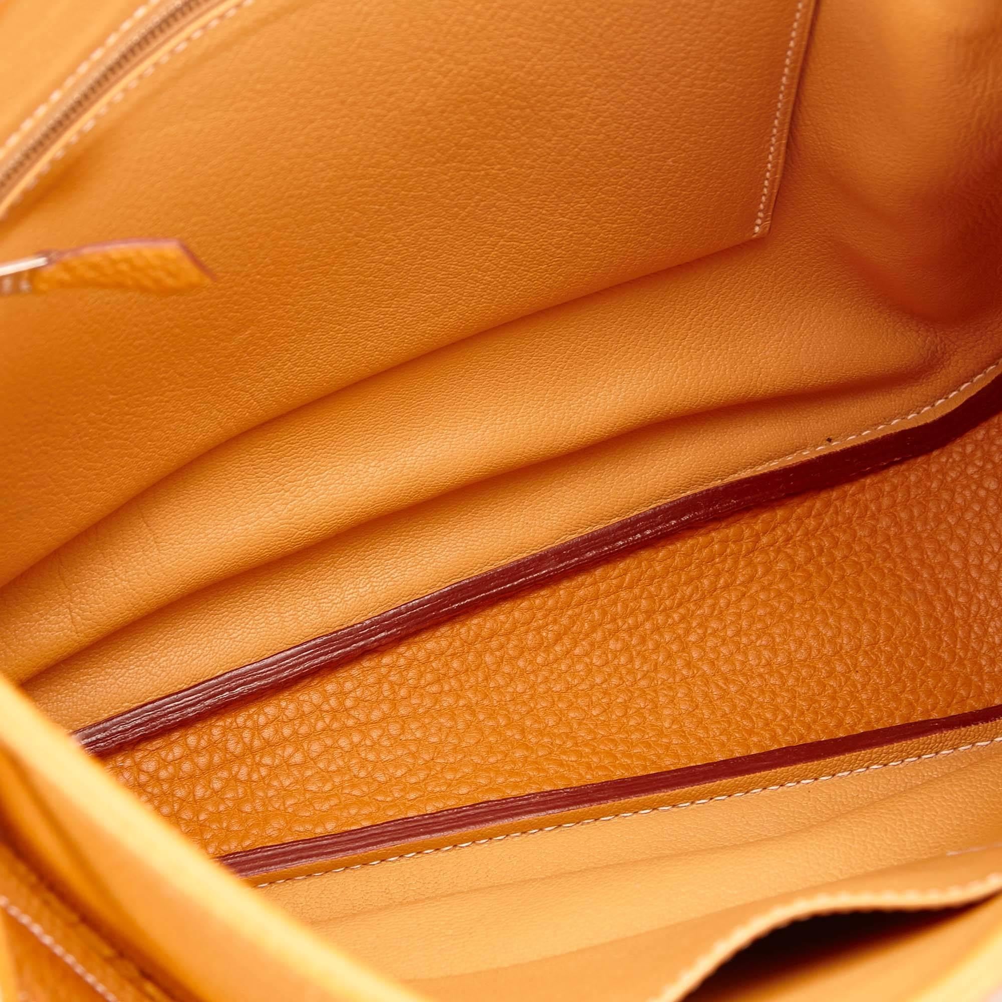 Hermes Orange Fjord Leather Shoulder Bag 1