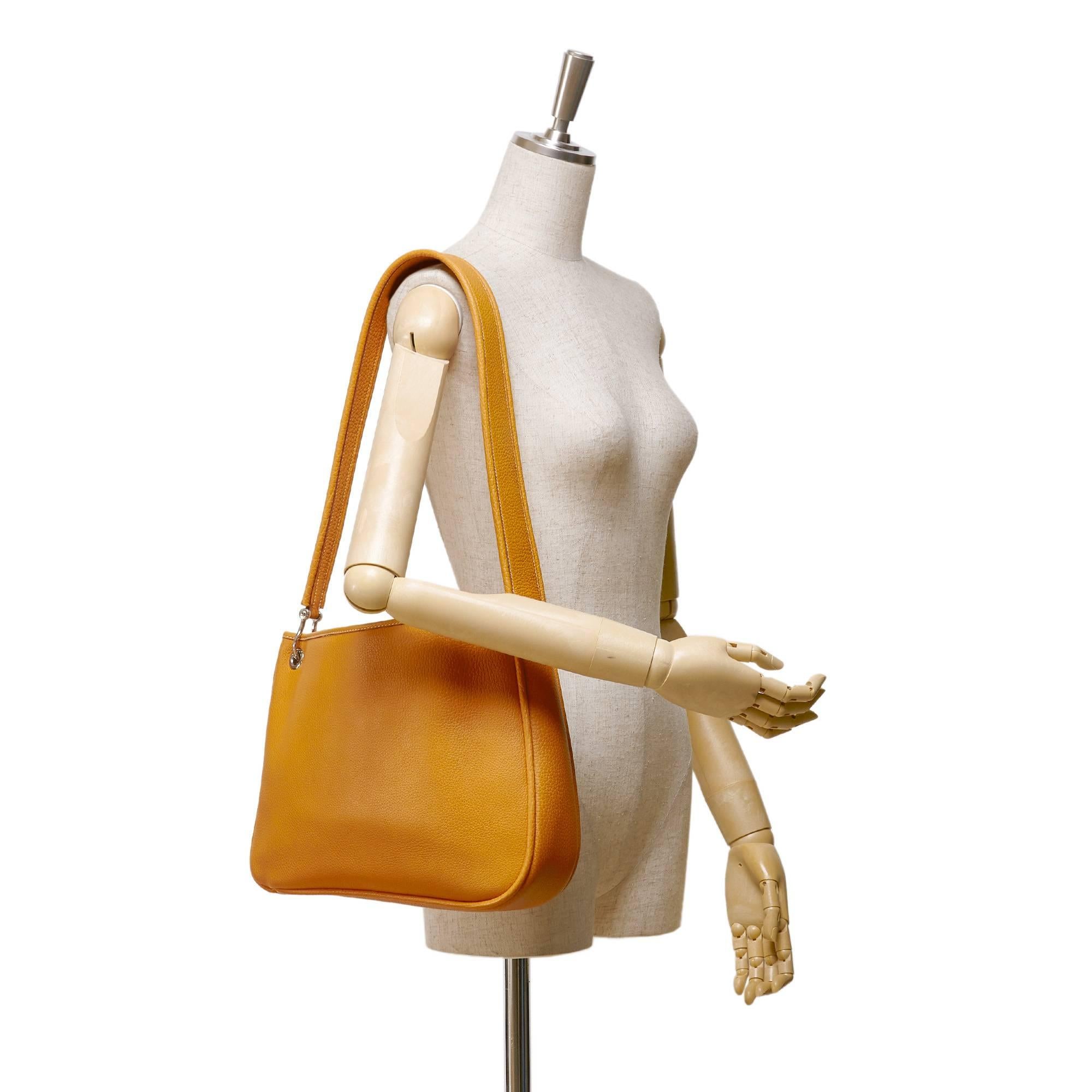 Hermes Orange Fjord Leather Shoulder Bag 4