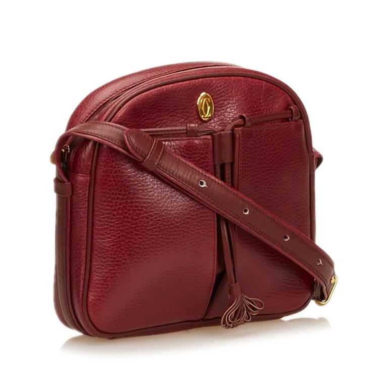 Cartier Red Leather Tasseled Must de Cartier Shoulder Bag For Sale at