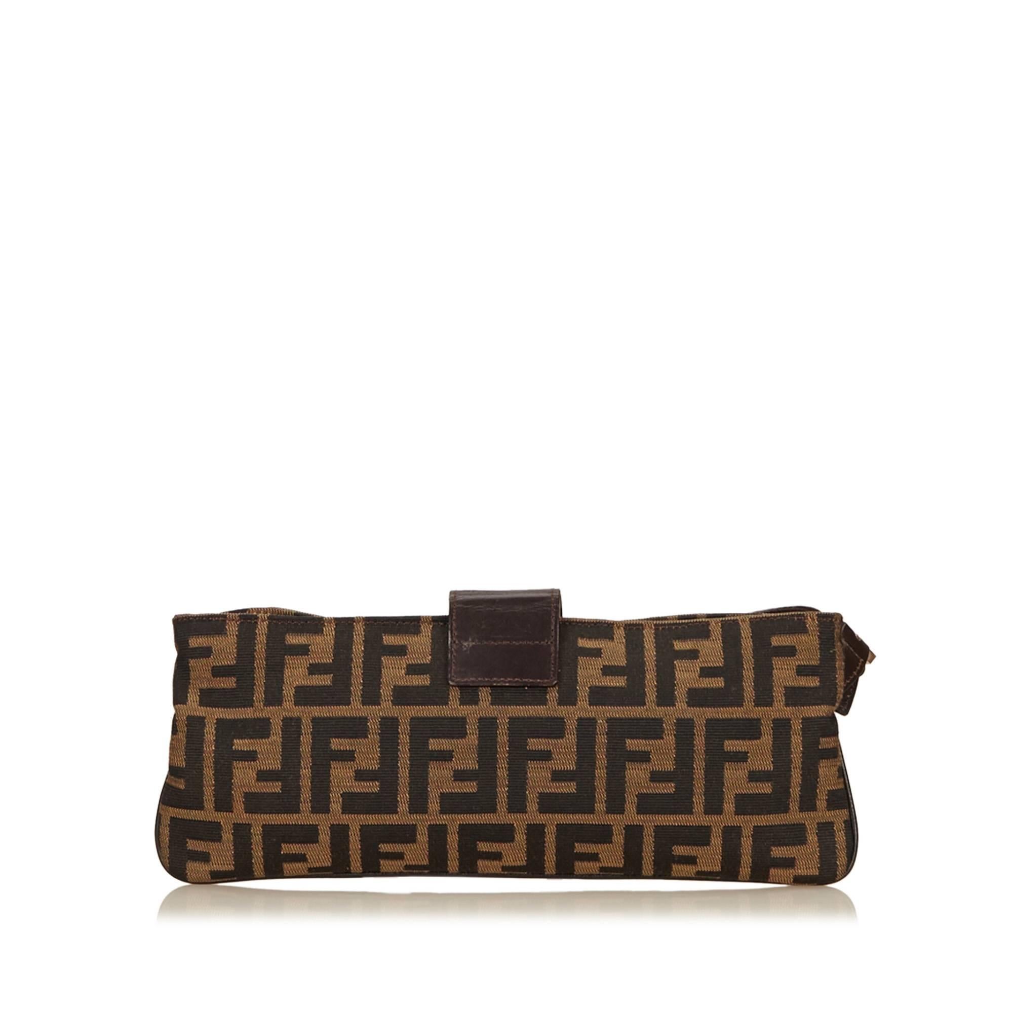 Black Fendi Brown Jacquard Zucca Shoulder Bag