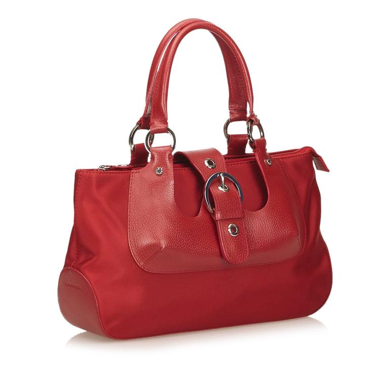 Lancel Red Nylon Handbag For Sale at 1stdibs