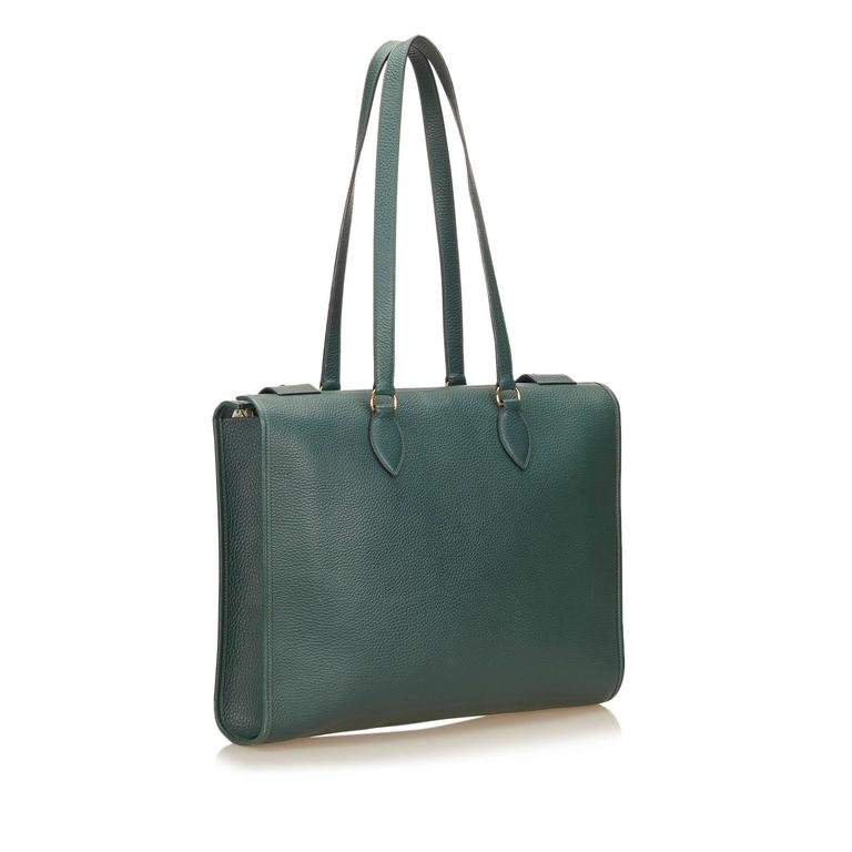 Hermes Green Leather Shoulder Bag For Sale at 1stdibs
