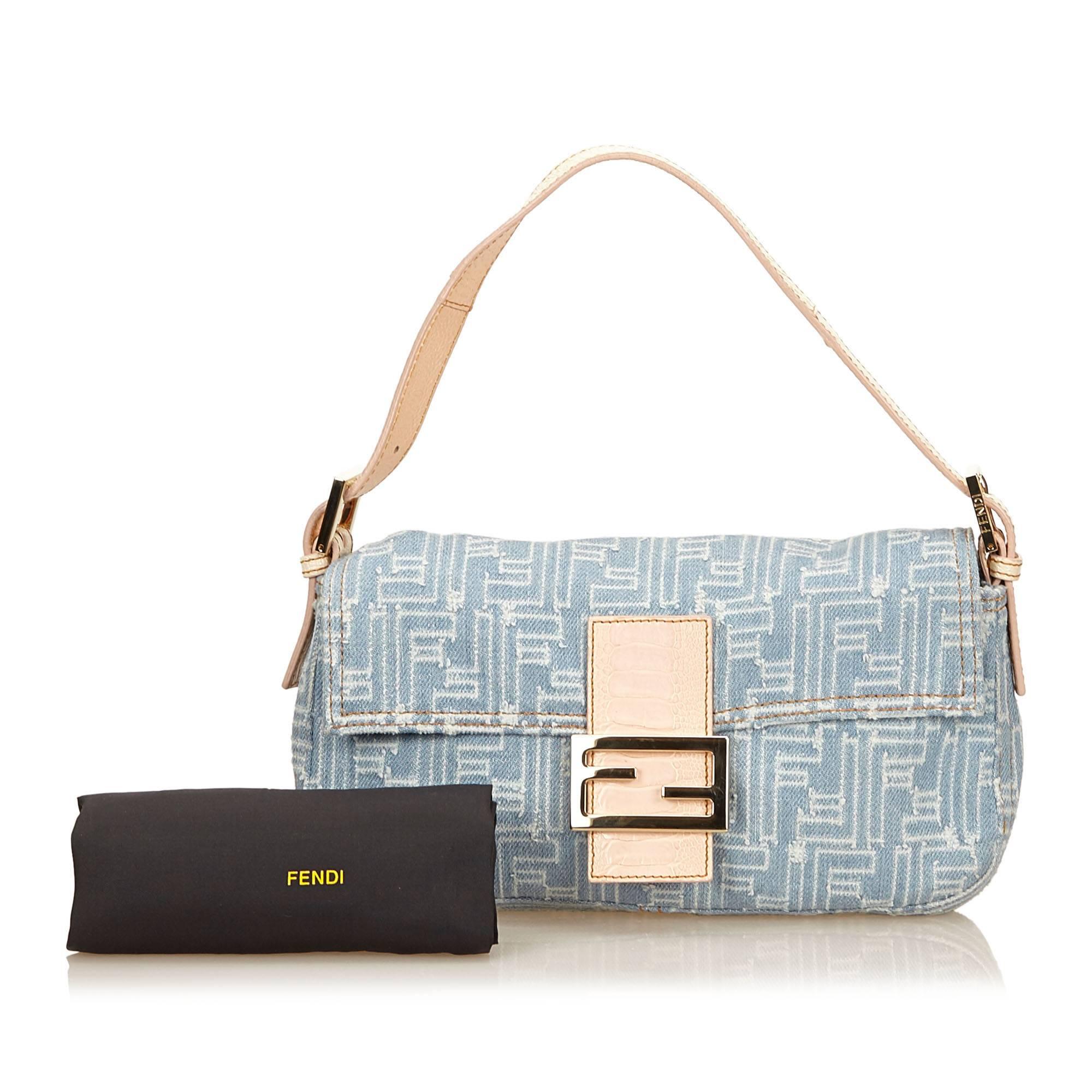 Fendi Blue Zucchino Jacquard Baguette 2