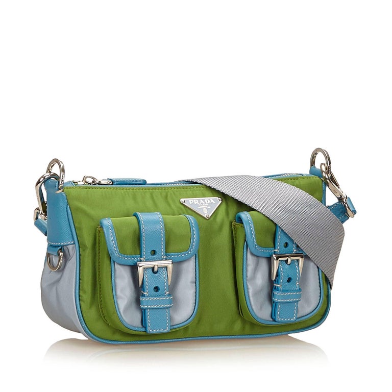 Prada Blue Nylon Shoulder Bag For Sale at 1stdibs