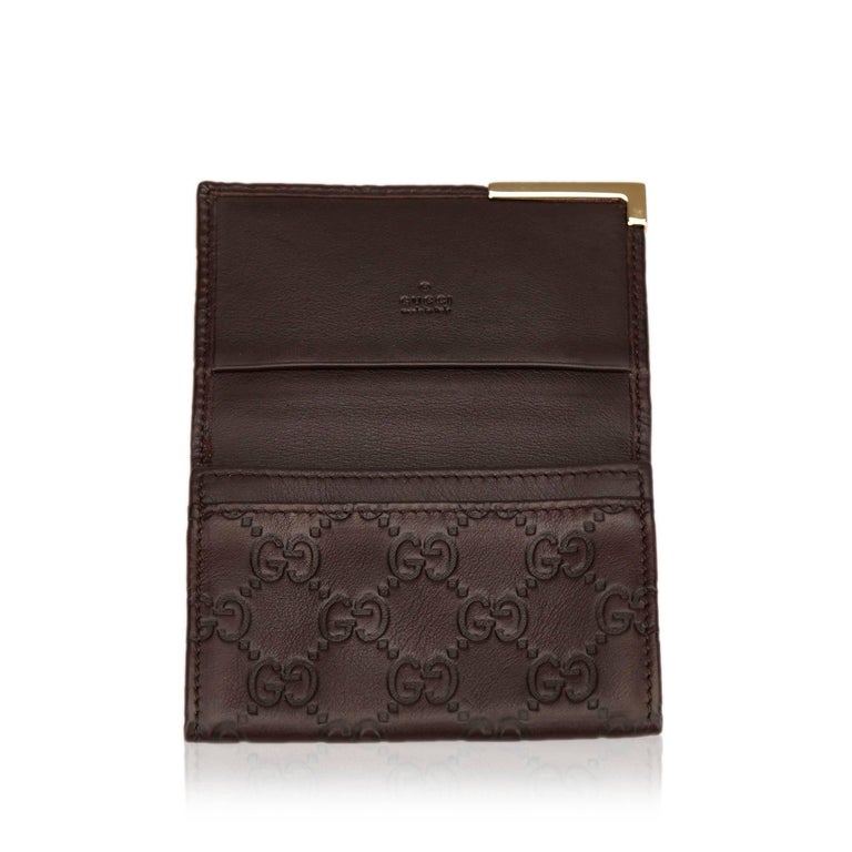 Gucci Brown Embossed Leather GG Wallet For Sale at 1stdibs