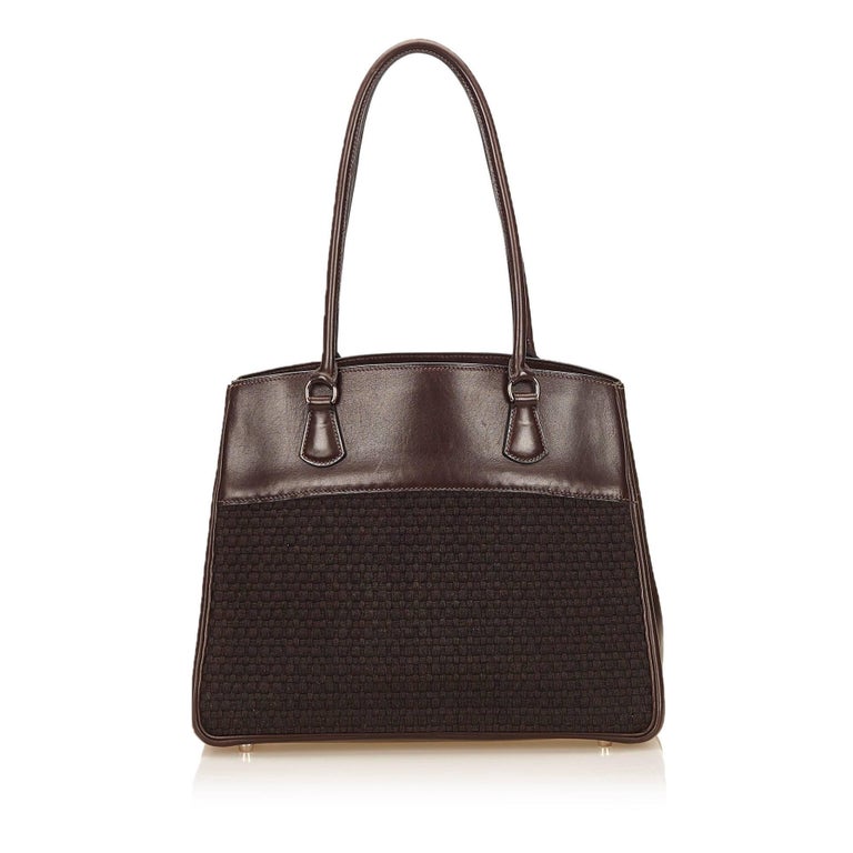 Hermes Brown Leather Trim Tote Bag For Sale at 1stdibs