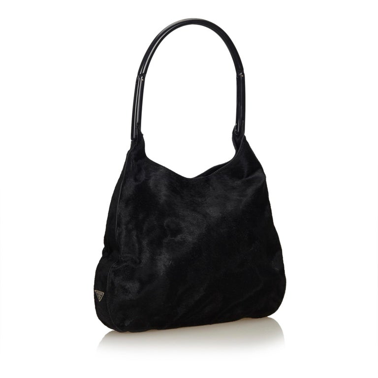 Prada Black Pony Hair Shoulder Bag For Sale at 1stDibs