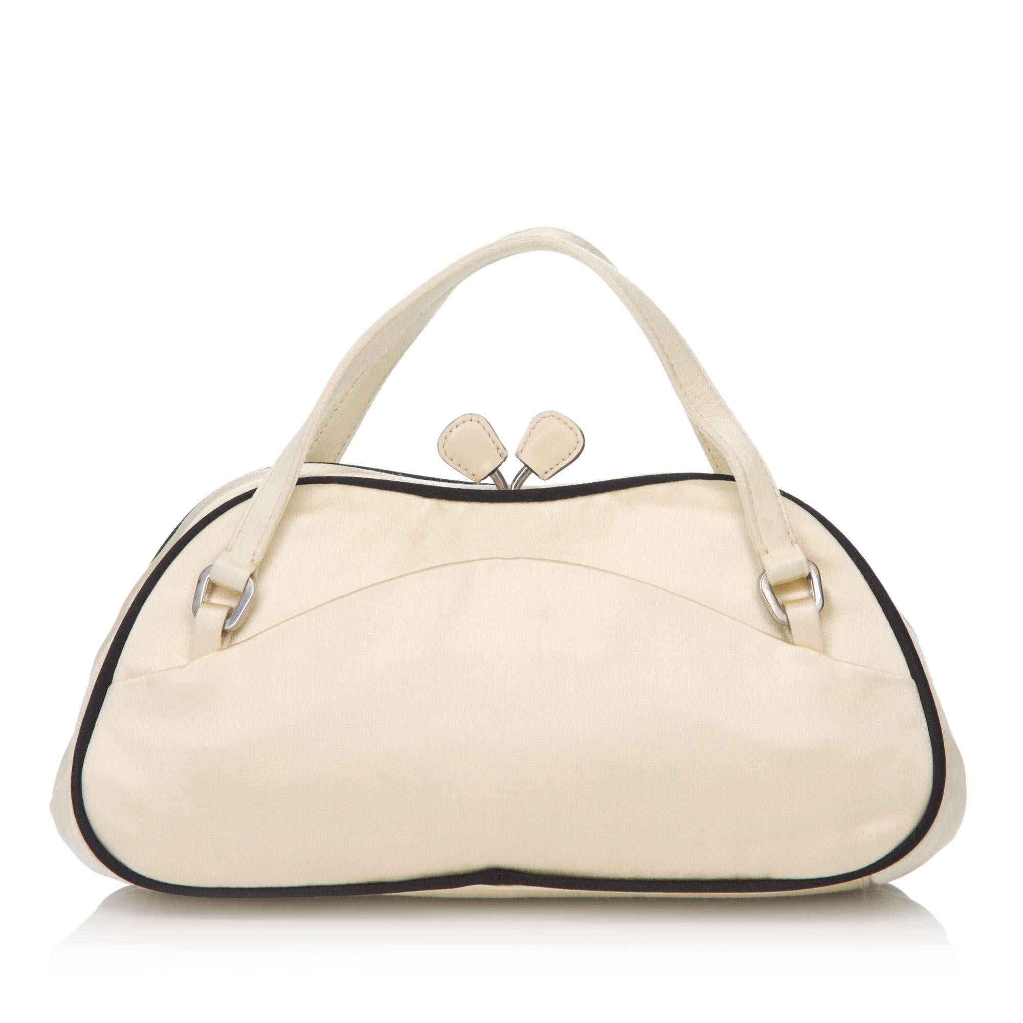 Prada White Satin Handbag In Good Condition In Orlando, FL