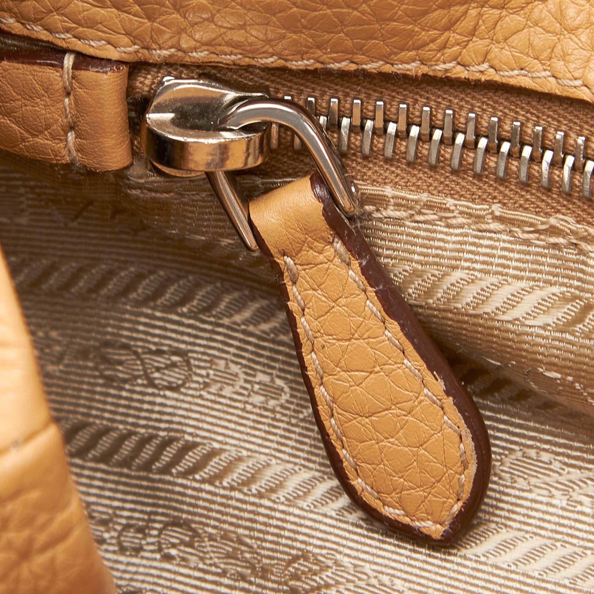 Prada Brown Leather Shoulder Bag 3