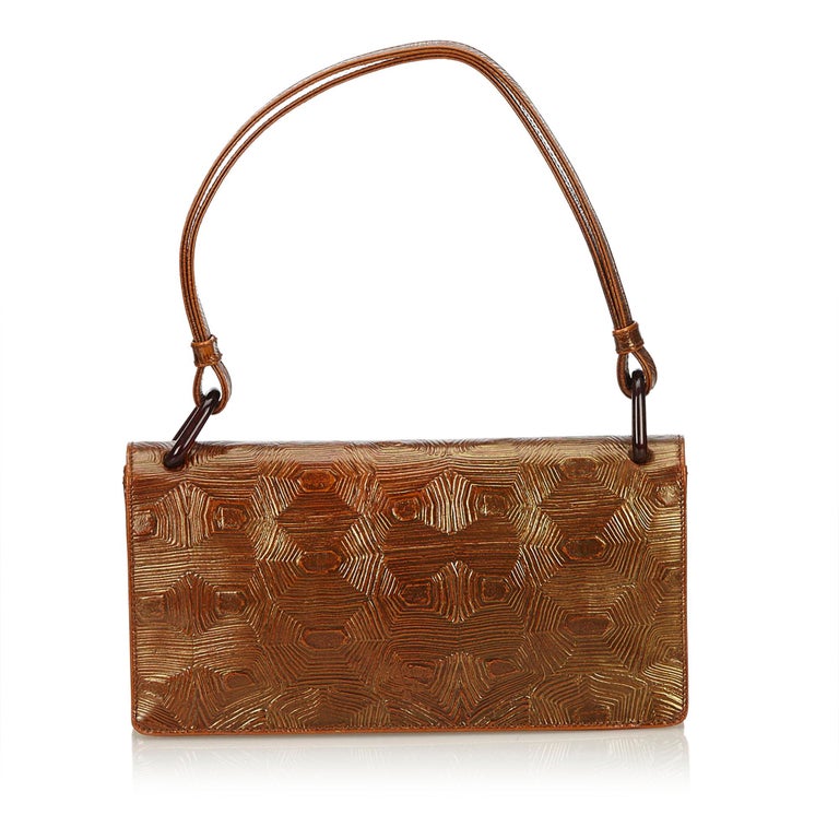 Prada Brown Embossed Leather Baguette at 1stDibs