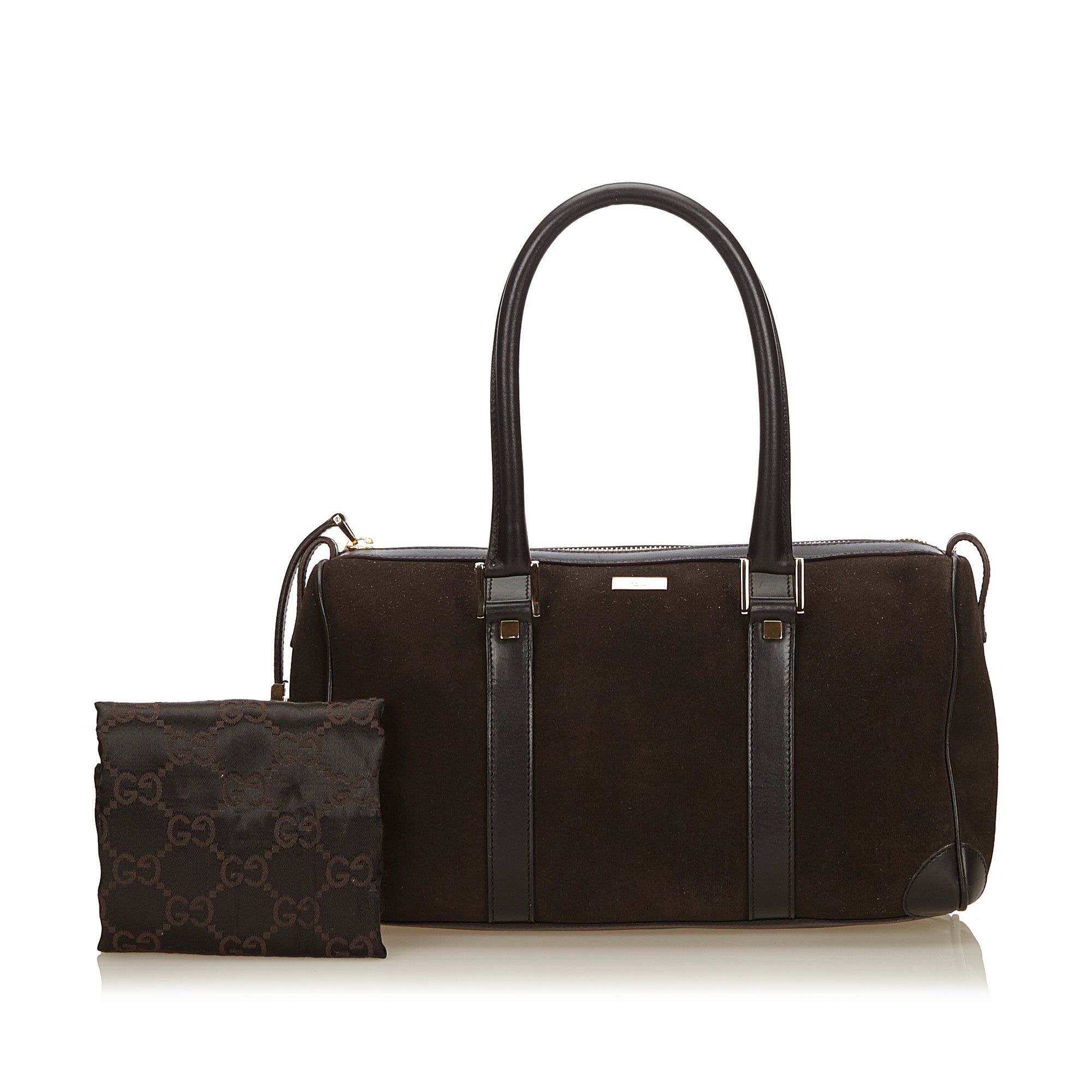 Gucci Black Nubuck Leather Boston Bag