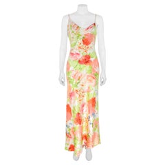 Roberto Cavalli, Frühjahr/Sommer 2001: Asymmetrisches Kleid aus Seide mit Blumenmuster