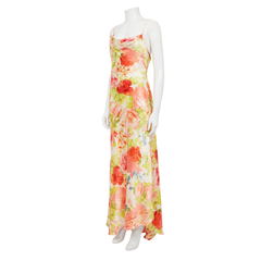 Robe asymétrique en soie à motifs floraux Roberto Cavalli, collection printemps-été 2001