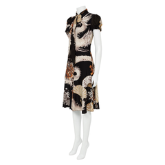 Roberto Cavalli Fall / Winter 2006 Oriental Dragon Print Silk Chinoiserie Dress